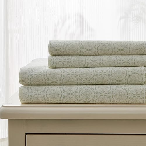 Miniatura 5 de Vintage Comfort Juego de sábanas de franela 100 % algodón turco, tamaño matrimonial, sábanas de franela suave, cálidas y de doble cepillado (tamaño