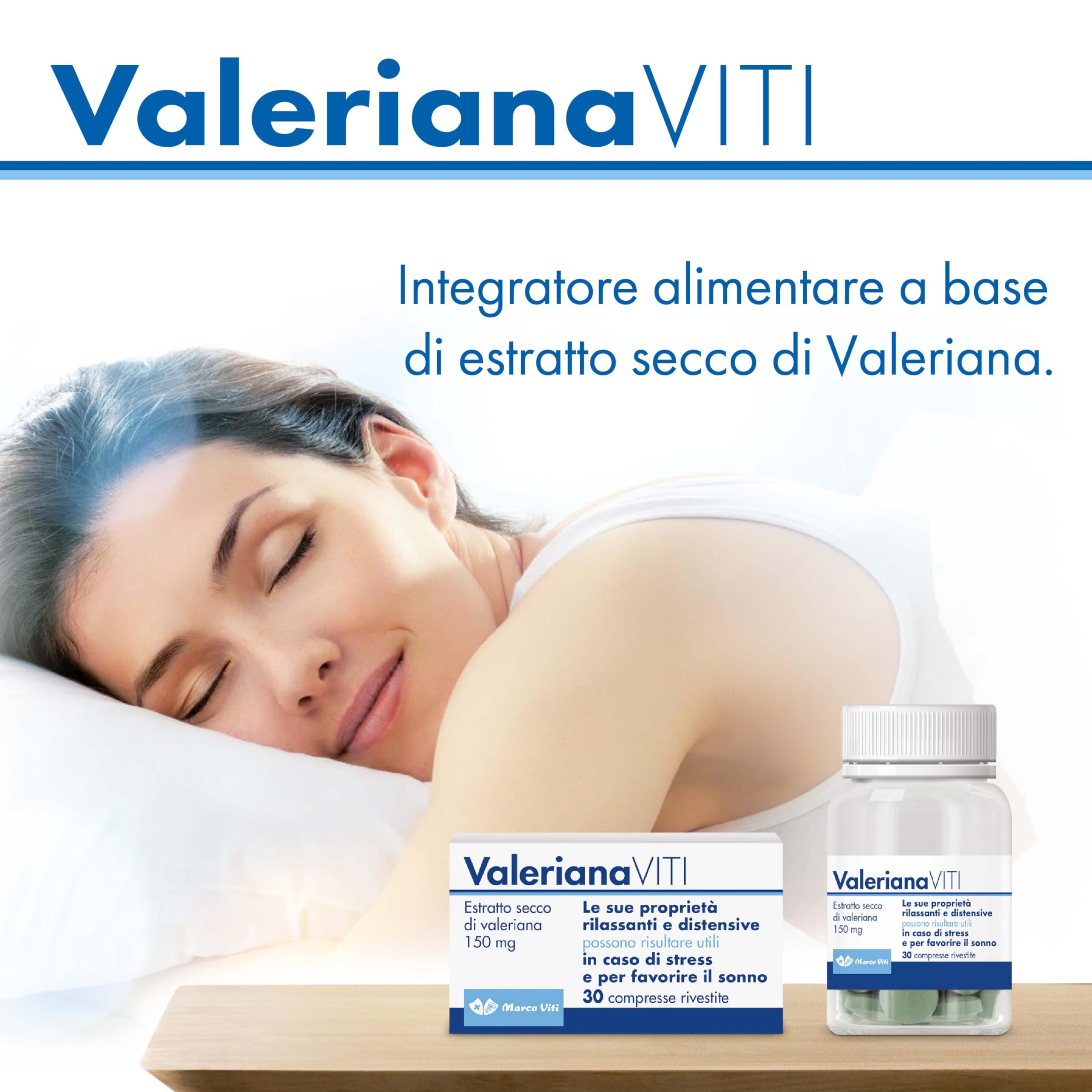 Valeriana Viti - Integratore Rilassante a Base di Valeriana, Migliora la Qualità del Sonno Naturale, 30 Compresse, Senza Glutine e Lattosio