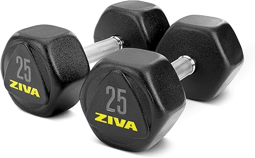 ZIVA Mancuernas hexagonales RPU Revestimiento de uretano de goma resistente de grado comercial, núcleo de acero sólido Diseñado para entrenamiento