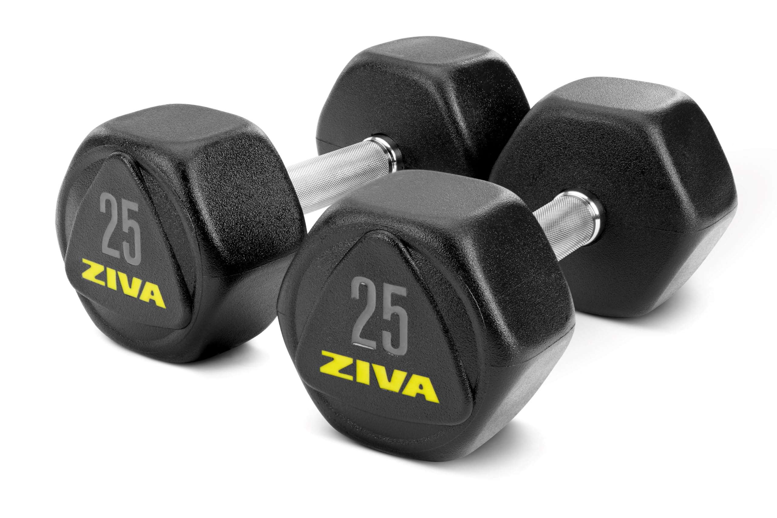 ZIVA Premium Hex Dumbbells – Commercial Grade Rubber Urethane Coated Free Weights for Strength Training, Weightlifting, Home Gym – Durable Steel Core