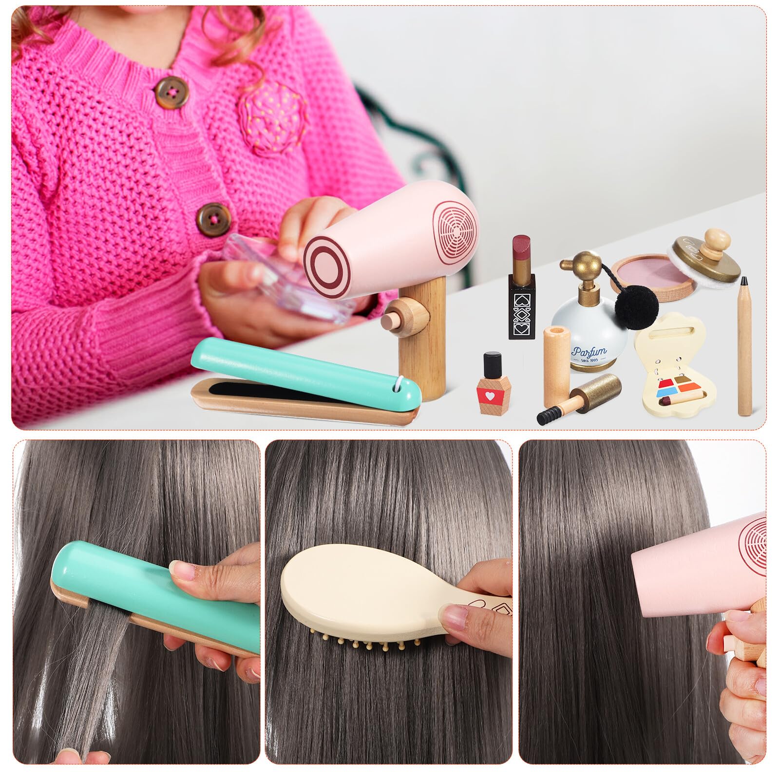 Set di Trucco Finto in Legno, Makeup Toys per Bambini | Trucco Giocattolo, Decorazioni Scuola, Set di Trucchi Giocattolo, Playtime e Birthday