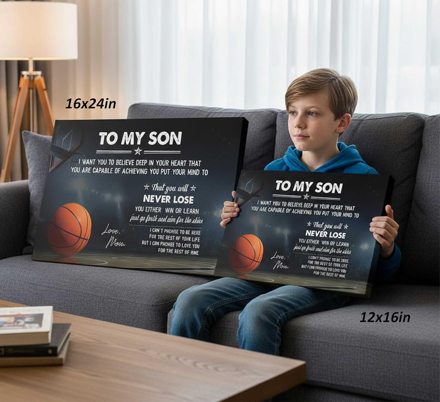 Inspirational Basketball Canvas Wall Art To My Son Inspiring Sports Motivational Quotes Painting Picture Wall Decor Poster Print Artwork for Boy Room Kid Room Bedroom Home Decoration