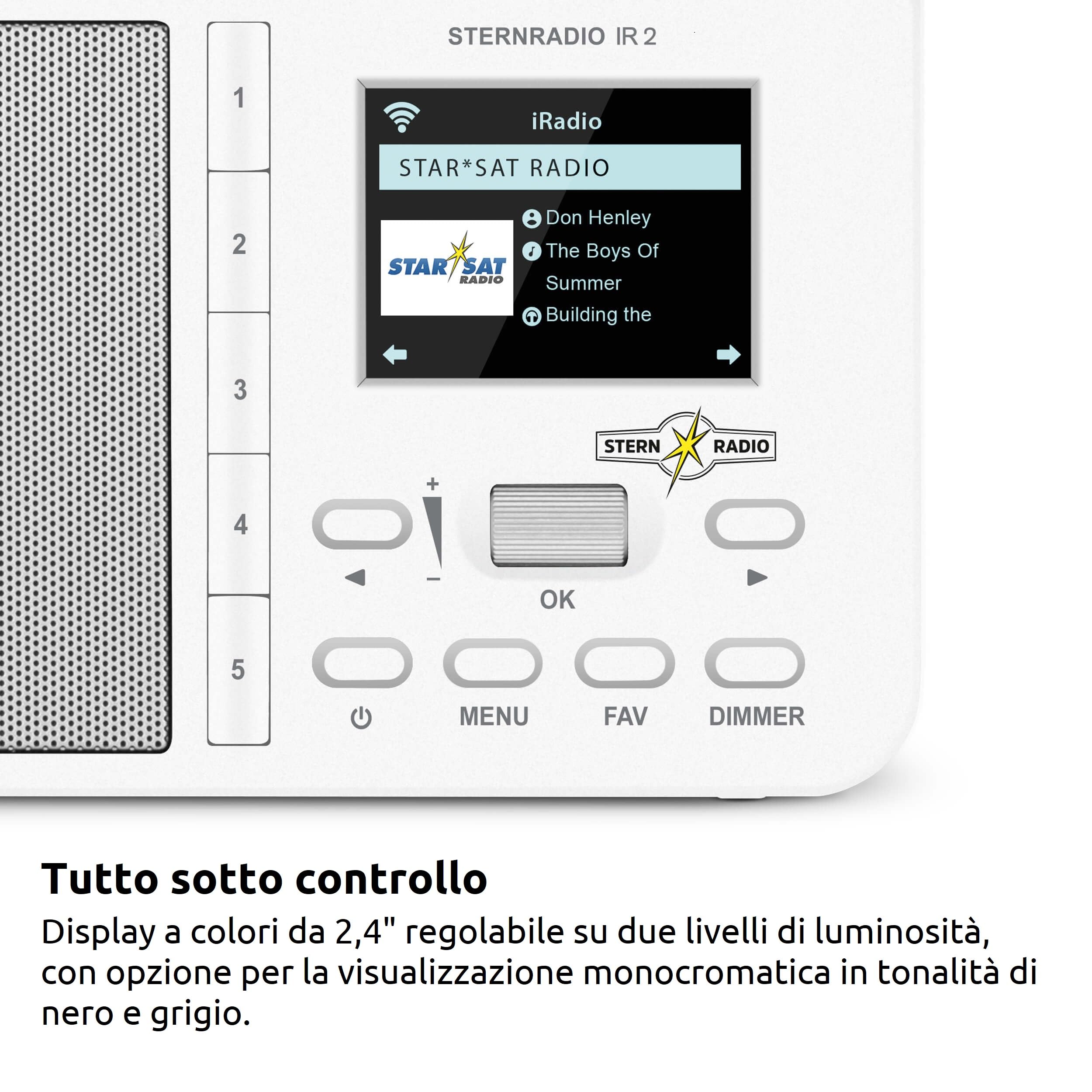 TechniSat STERNRADIO IR 2 - Radio Internet (WLAN, batteria sostituibile, display a colori, pulsanti di selezione diretta modificabili, stazioni radio per dormire, sveglia, timer, snooze, AUX, App)