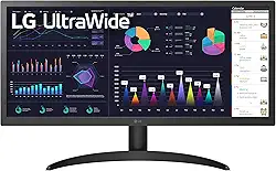LG Monitor de computador UltraWide FHD 26 polegadas 26WQ500-B, IPS com compatibilidade HDR 10 e AMD FreeSync, preto