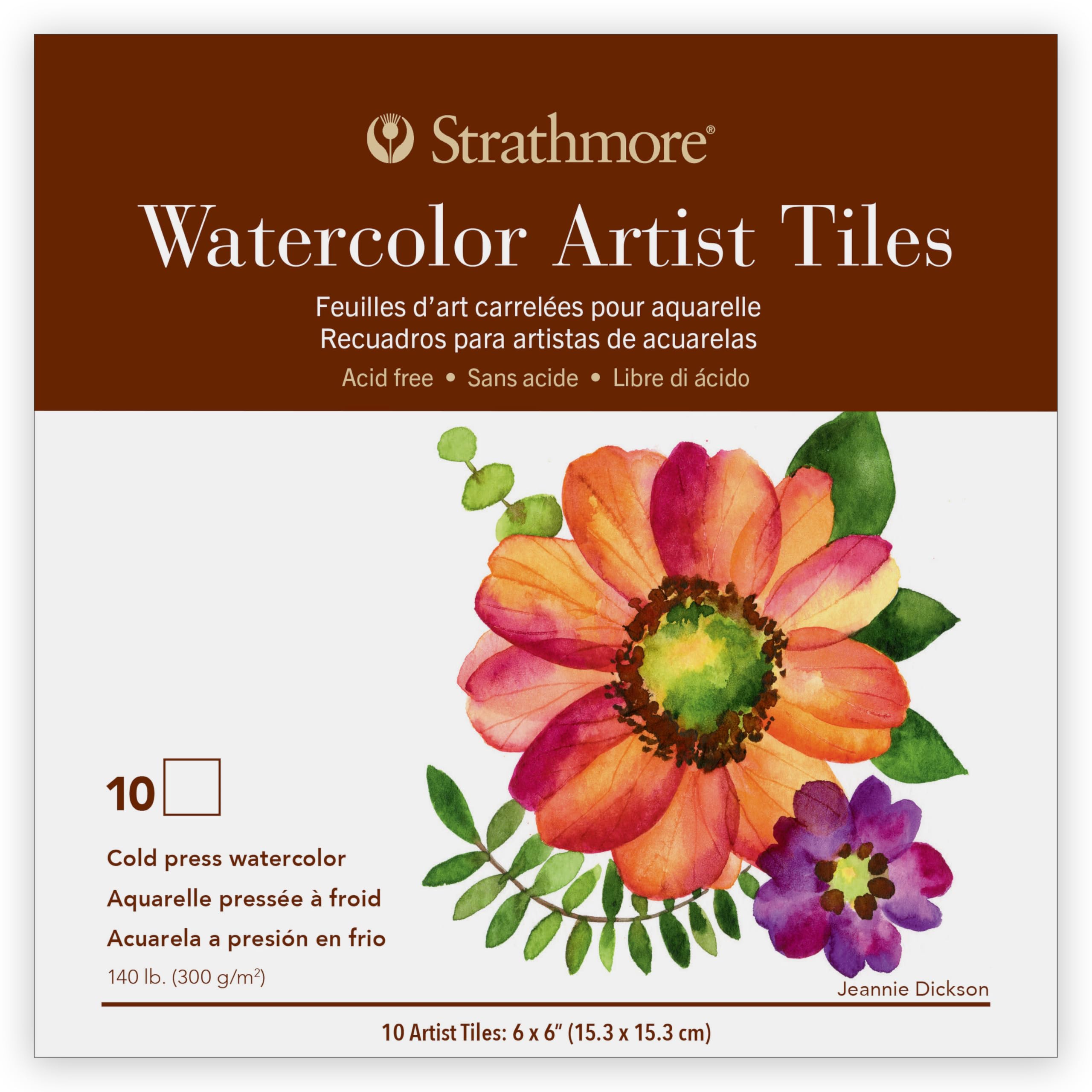 Strathmore400 Series Watercolor Artist Tiles, Cold Press, 6"x6", 10 Sheets, White