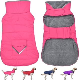Dog Coat, Waterproof Dog Winter Jacket with Pocket, Reflective Adjustable Pet Snow Vest, Warm Cozy Fleece Sweater for Small Medium Extra Large Dogs