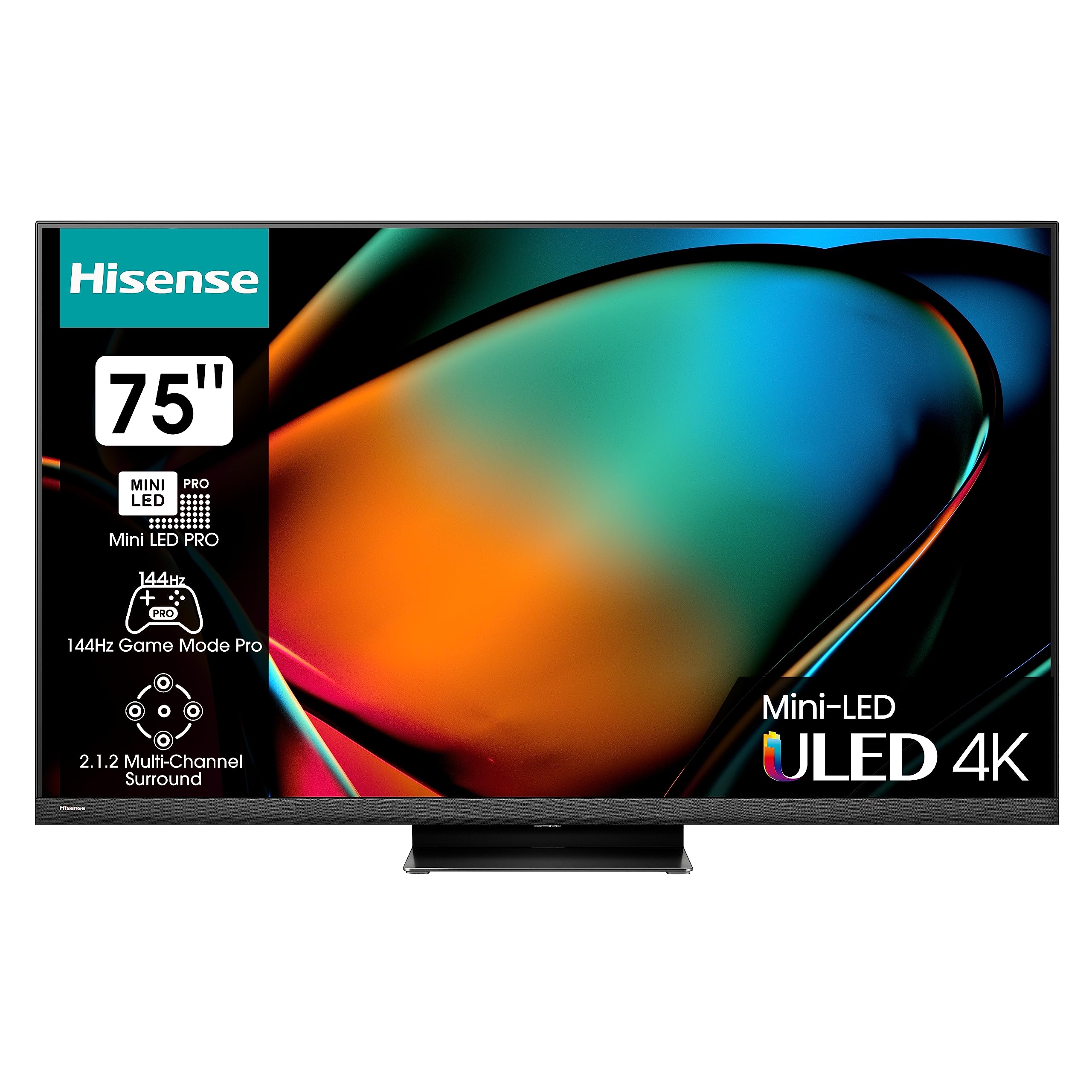 Hisense 75U8KQ Mini LED 4K ULED Smart TV - - 190,5 cm (75 Zoll) Dolby Vision IQ & Atmos, 120Hz Panel, Game Mode Pro, UHD AI Upscaler, HDR10+, Bluetooth, Apple AirPlay, Alexa, anthrazit [2023]