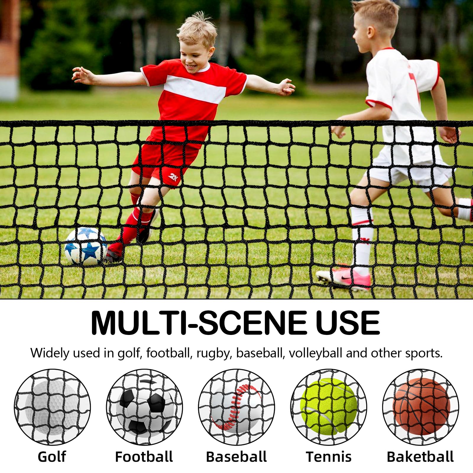 Red de Golf, 3 x 5 m Red de Barrera de Golf de Poliéster Negro con 12 Pelotas Saltarinas y 4 Mosquetones Red Proteccion Deportiva con Malla de Diamante de 25 x 25 mm para Interiores y Exteriores