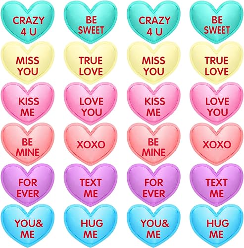 SmoothNovelty 24 piezas de adornos de corazones de tela rellena para el día de San Valentín, 5 pulgadas, bandeja escalonada, decoración de cesta de