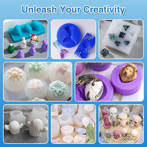 Miniatura 5 de LET'S RESIN Kit de fabricación de moldes de goma de silicona de 36 onzas, molde de silicona flexible y sin burbujas, silicona líquida translúcida y