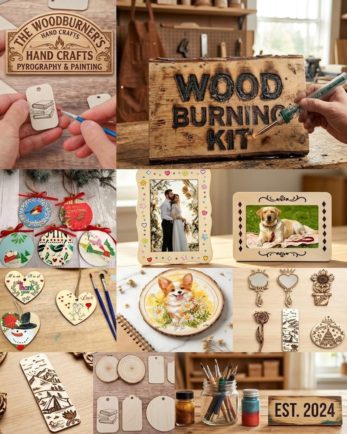 BIAJIYA Wood Burning Kit for Adults Beginners, Woodburning Kits with Adjustable Temperature Burner Pen, 9 Interchangeable Tips & Complete Wood Burning Tools for DIY Crafts (100PC)