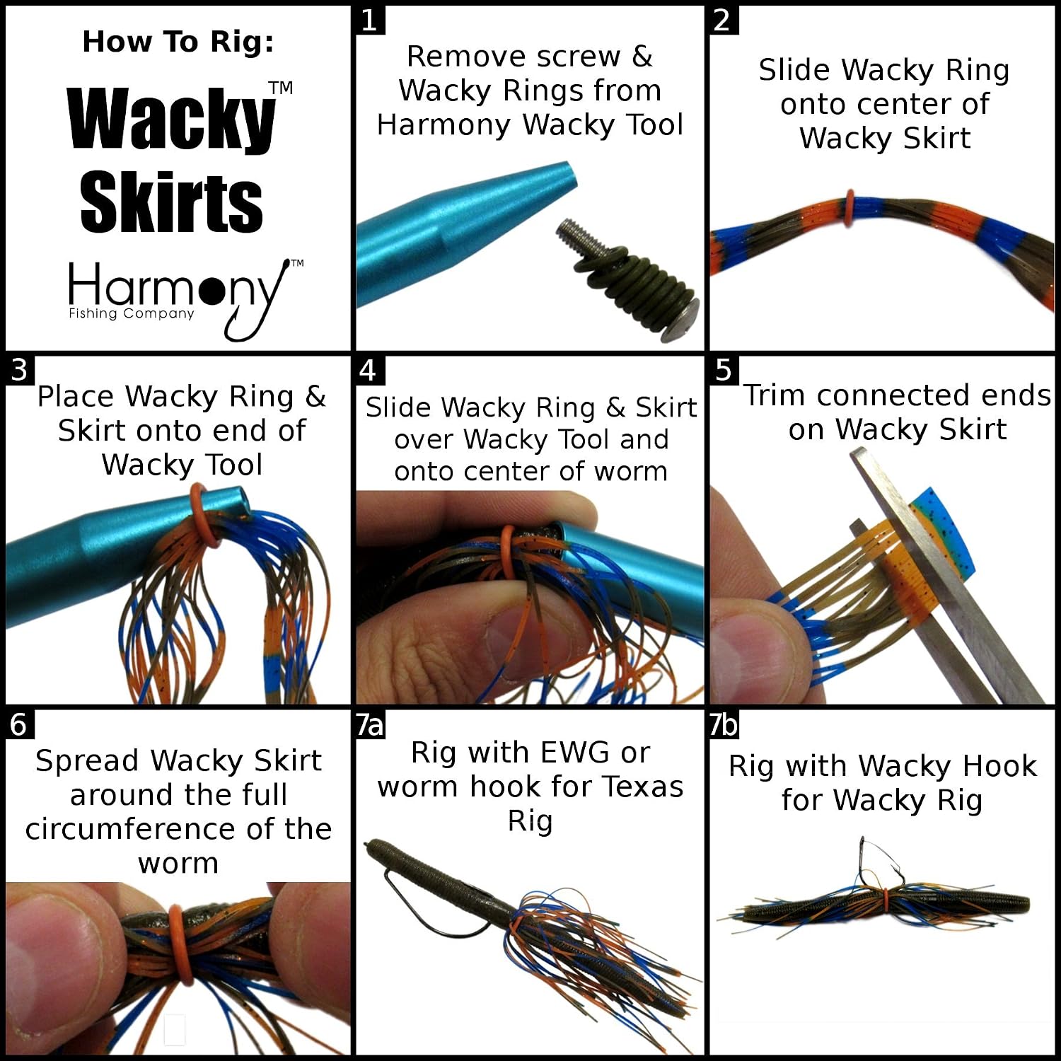 Harmony Fishing Company Wacky Skirts, 5 in, 10-Pack, photo 3 of 6