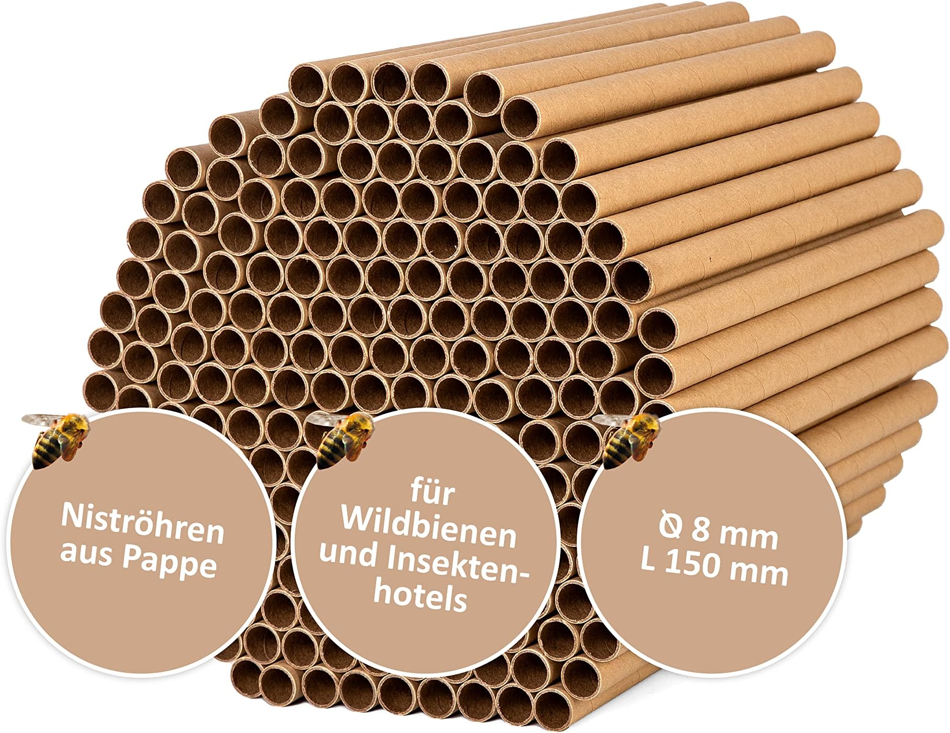 Super Idee 150er Set Papierhülsen - Insektenhotel Füllung Wildbienen Nisthilfe
