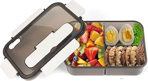 Bento Box - Lonchera grande para adultos  Contenedor de preparación de comidas a prueba de fugas de 3 compartimentos, 50.7 fl oz  Práctica lonchera,
