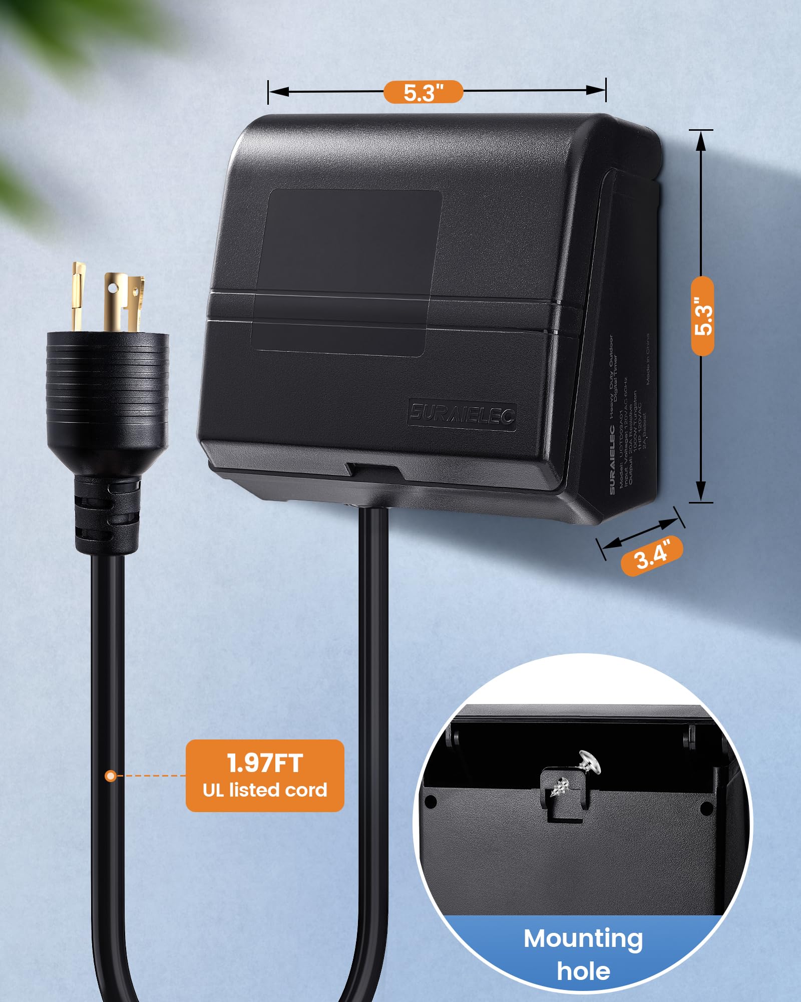 SURAIELEC Digitaler Pool-Timer für Aufstellpool, NEMA L5-20R Twist-Lock