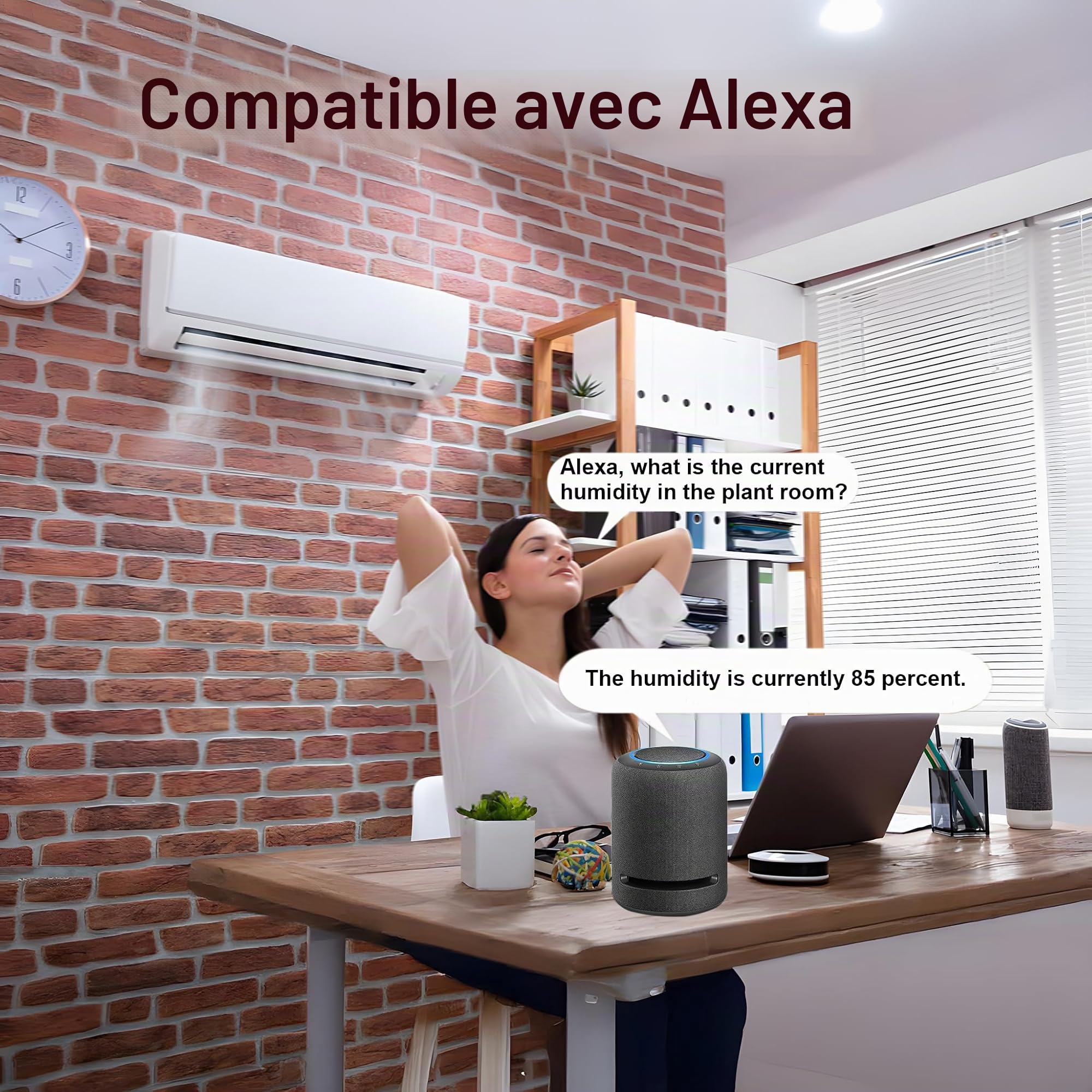 WiFi Hygromètre Thermomètre Capteur, Capteur de température et d'humidité sans fil avec alarme de notification d'application à distance, Fonctionne avec l'application Tuya (4 paquet)