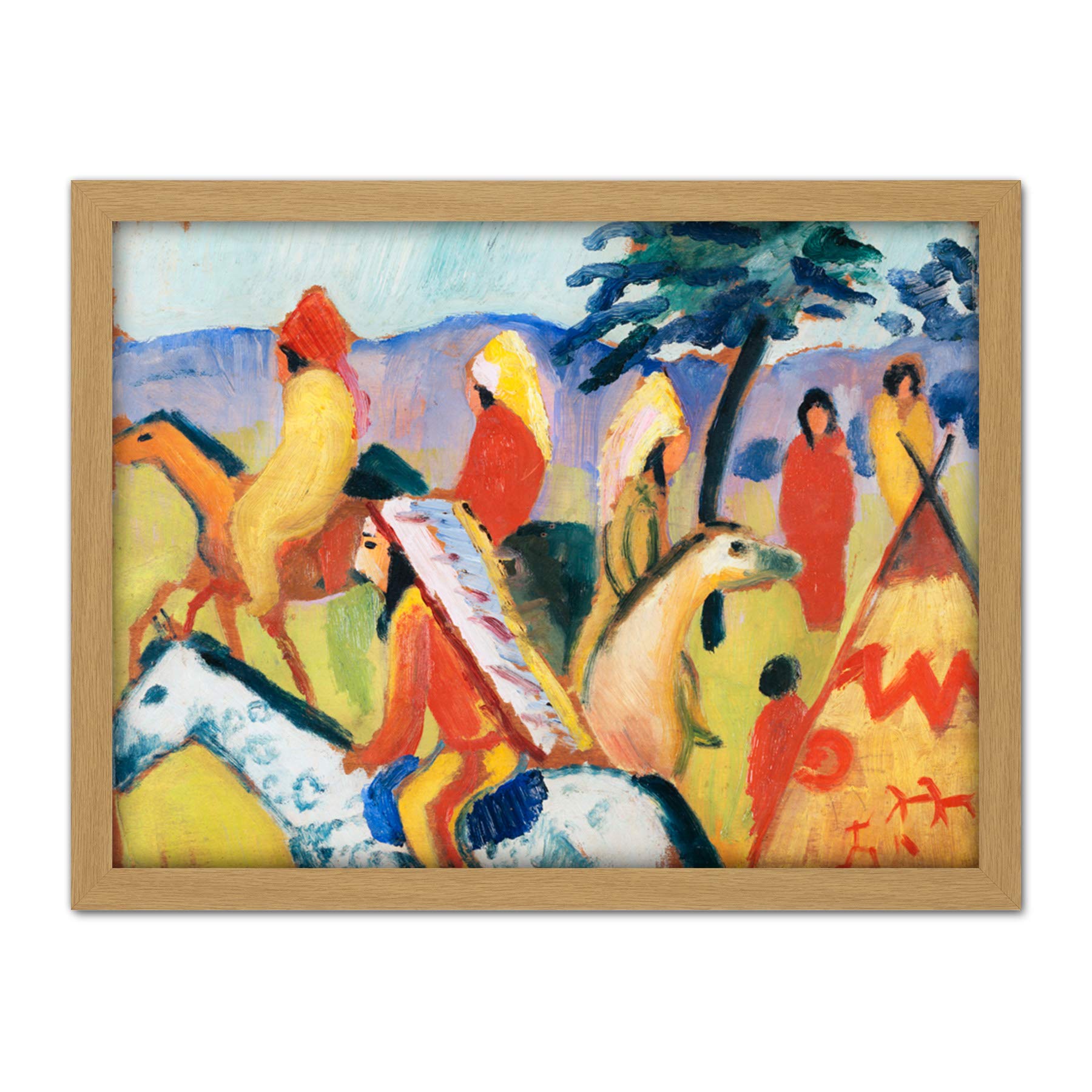 Macke August Reitende Indianer Beim Zelt Large Framed Art Print Poster Wall Decor 18x24