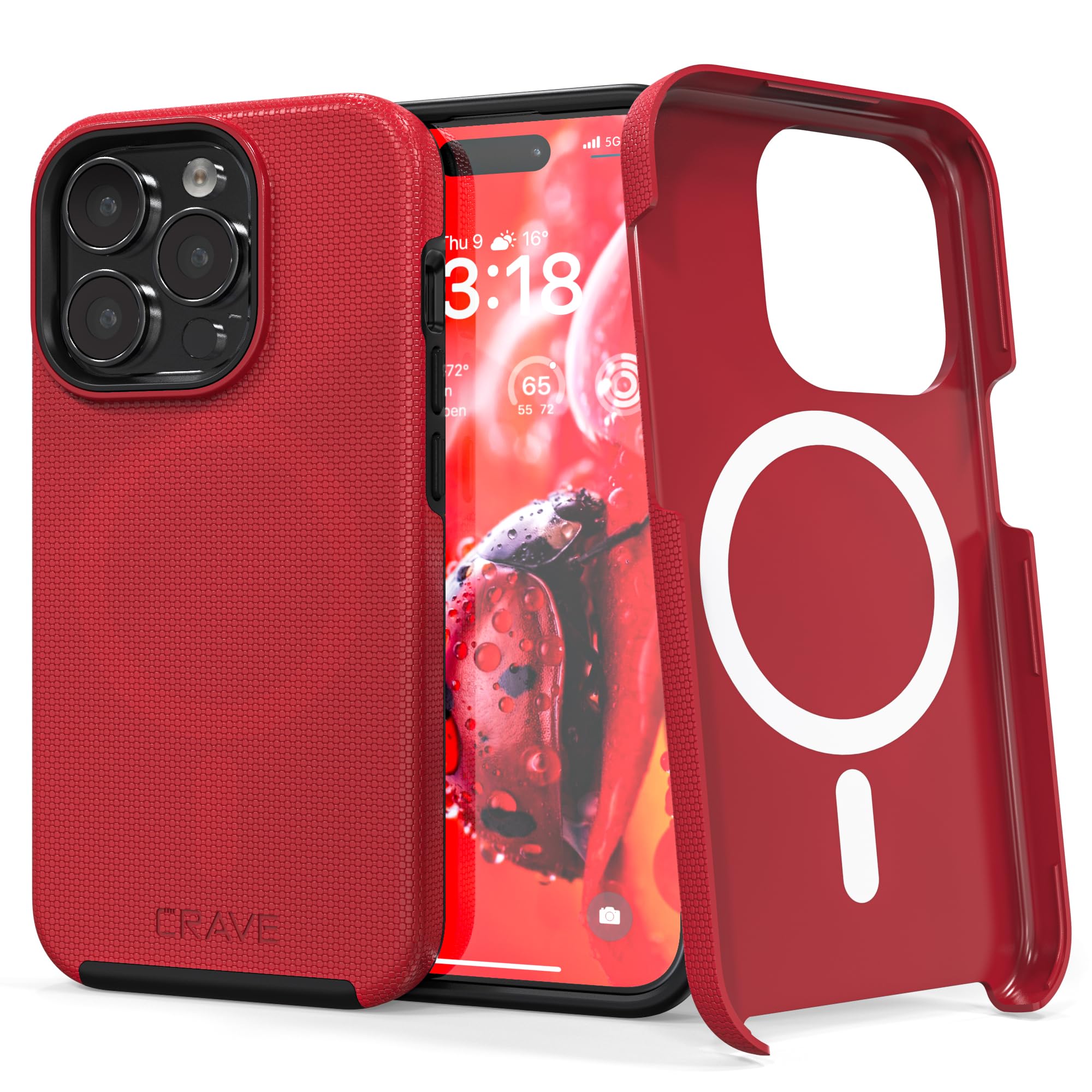 Crave Dual Guard for iPhone 15 Pro Case, Compatible with MagSafe Shockproof Protection Dual Layer Case for Apple iPhone 15 Pro (6.1") - Red