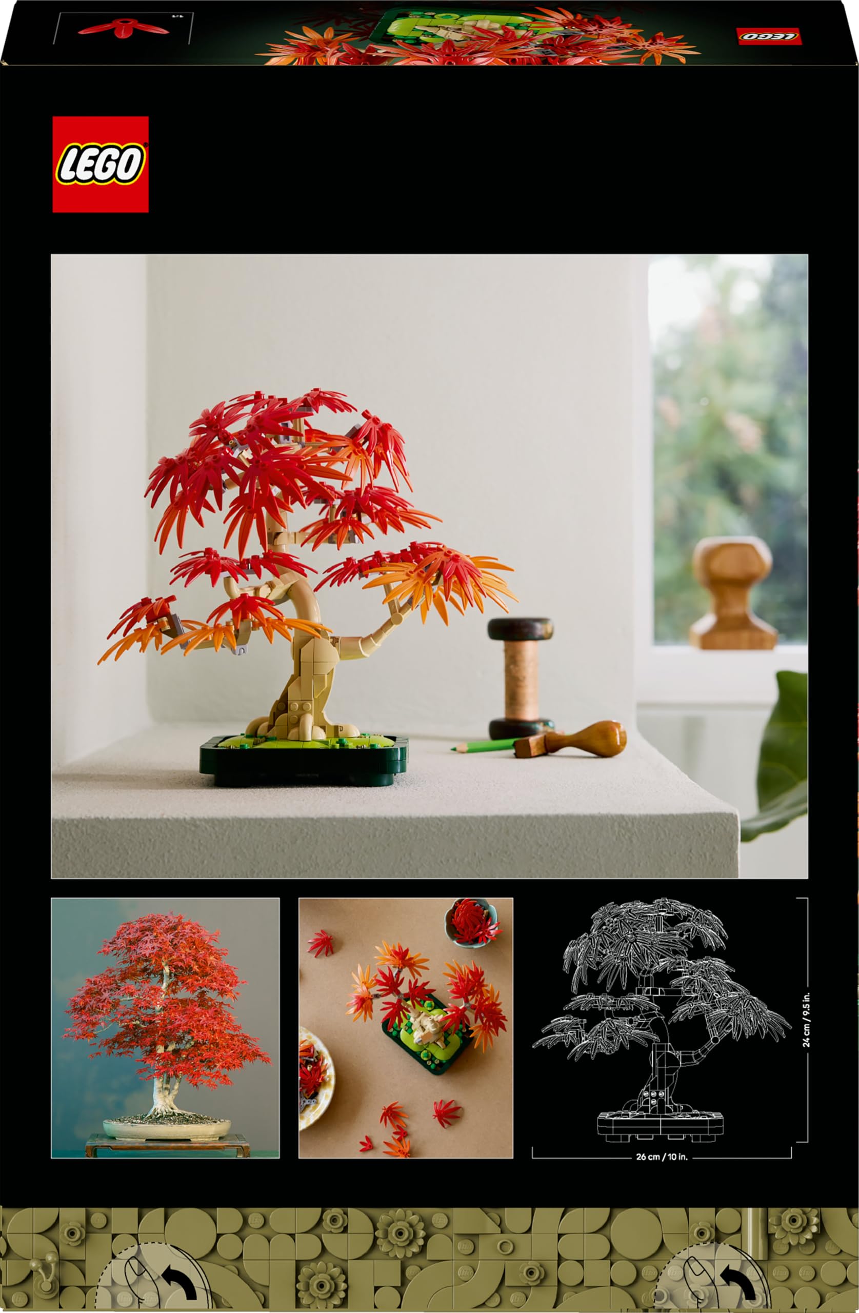 LEGO Botanicals Japanischer Roter Ahorn - Bonsai-Baum - Kunstpflanzen Set mit roten und orangefarbenen Blättern sowie einem baubaren Blumentopf - Kunstblumen DIY Deko Geschenk für Erwachsene - 10348