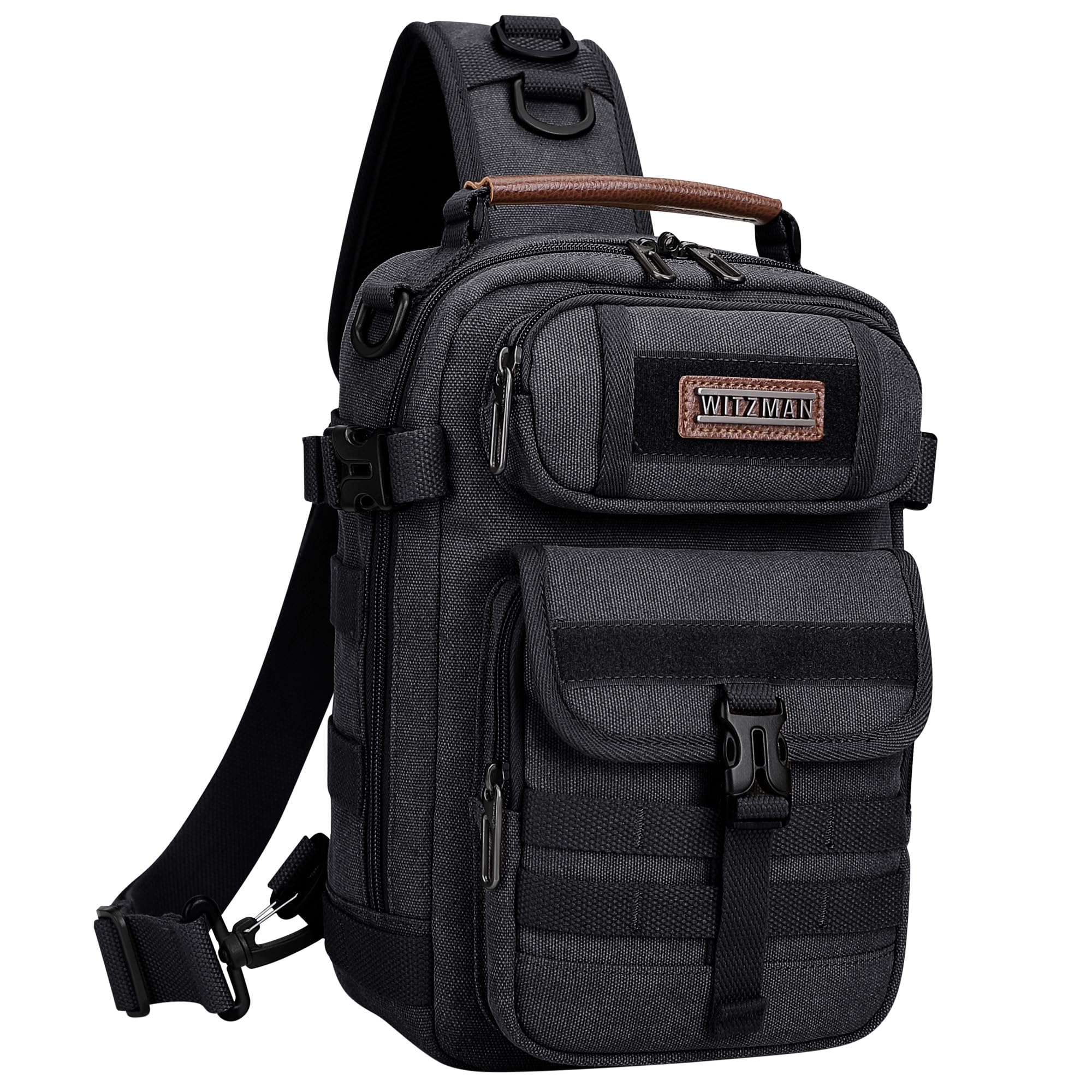 WITZMAN Sling Bag for Men Canvas Crossbody Bags Large Vintage Shoulder Bags for Men Travel Casual Daily A8021