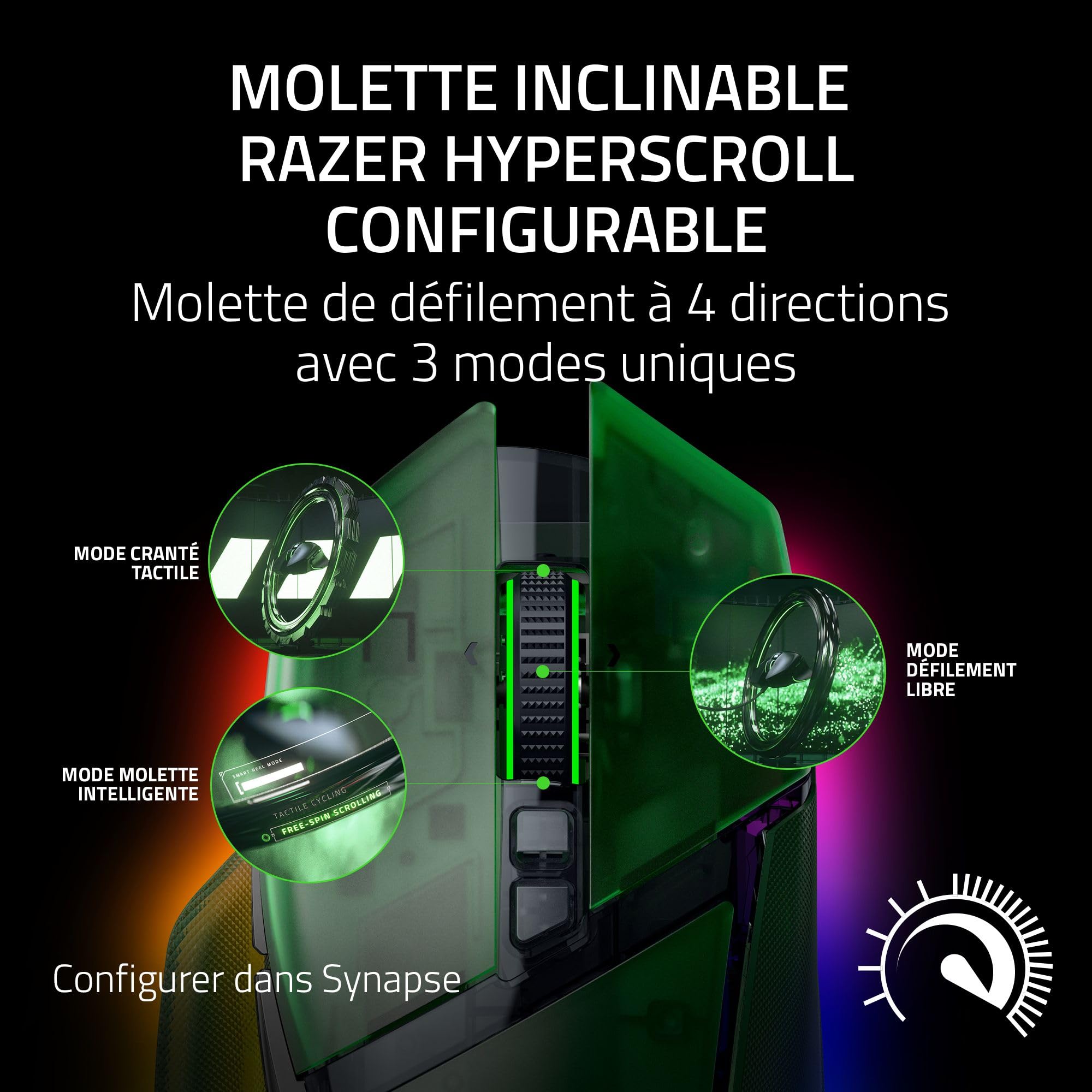 Razer Basilisk V3 Pro 35K Phantom Green Edition - Souris de Jeu sans Fil Ergonomique RGB entièrement Personnalisable (molette à 4 Directions, capteur 35K DPI, 13 Boutons) Phantom Green