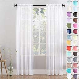 Megachest a pair of slot top voile curtains (Pure White, 56" wideX81 drop 2 Panels)