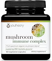 Vista 1 de Youtheory Complejo inmunológico de hongos - Suplemento vegano de apoyo inmunológico* - Mezcla orgánica de hongos con chaga, cordyceps, melena