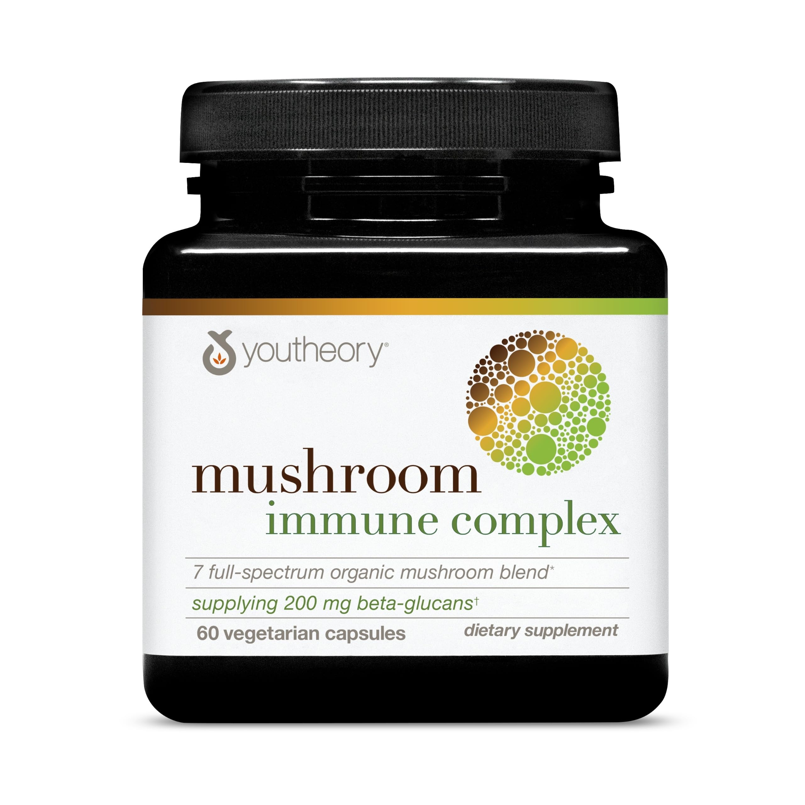 Youtheory Mushroom Immune Complex - Vegan Immune Support Supplement* - Organic Mushroom Blend with Chaga, Cordyceps, Lion's Mane, Maitake & More - 60 Vegetarian Capsules