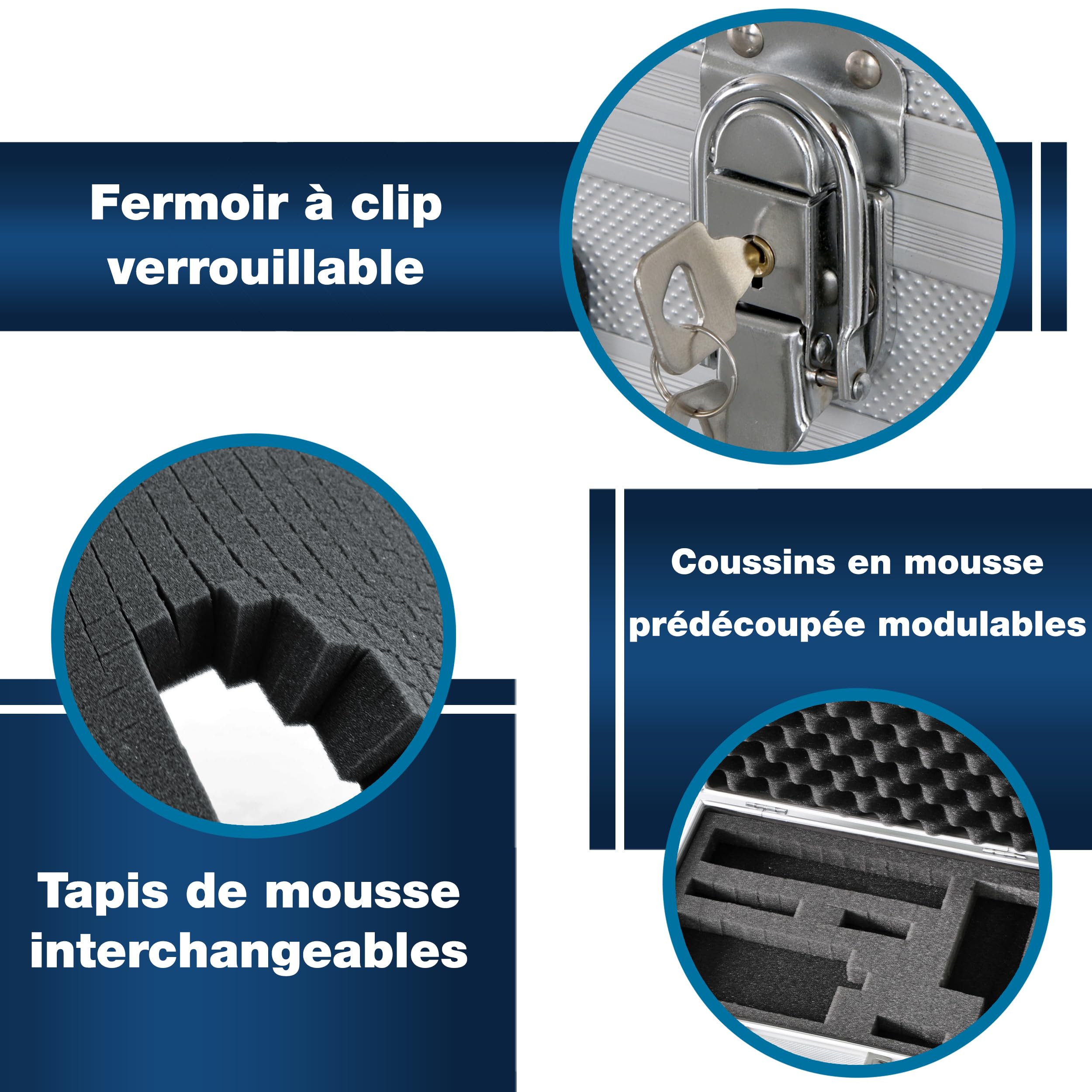 PeakTech 7260 - Mallette Universelle pour Instruments de Mesure, Mallette Robuste en Aluminium, Compartiment à Outils, Rembourrage en Mousse, Verrouillable, Anti-Poussière, L - 370 x 230 x 80mm