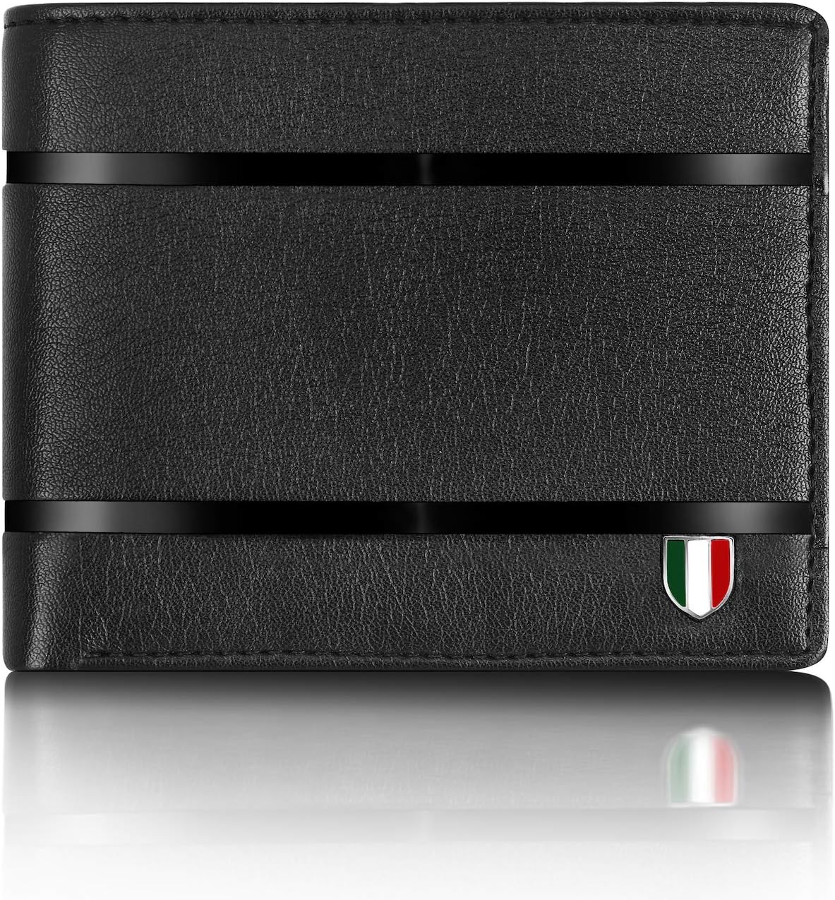 GVN-2LINBLK01 Black Genuine Leather Wallet for Men