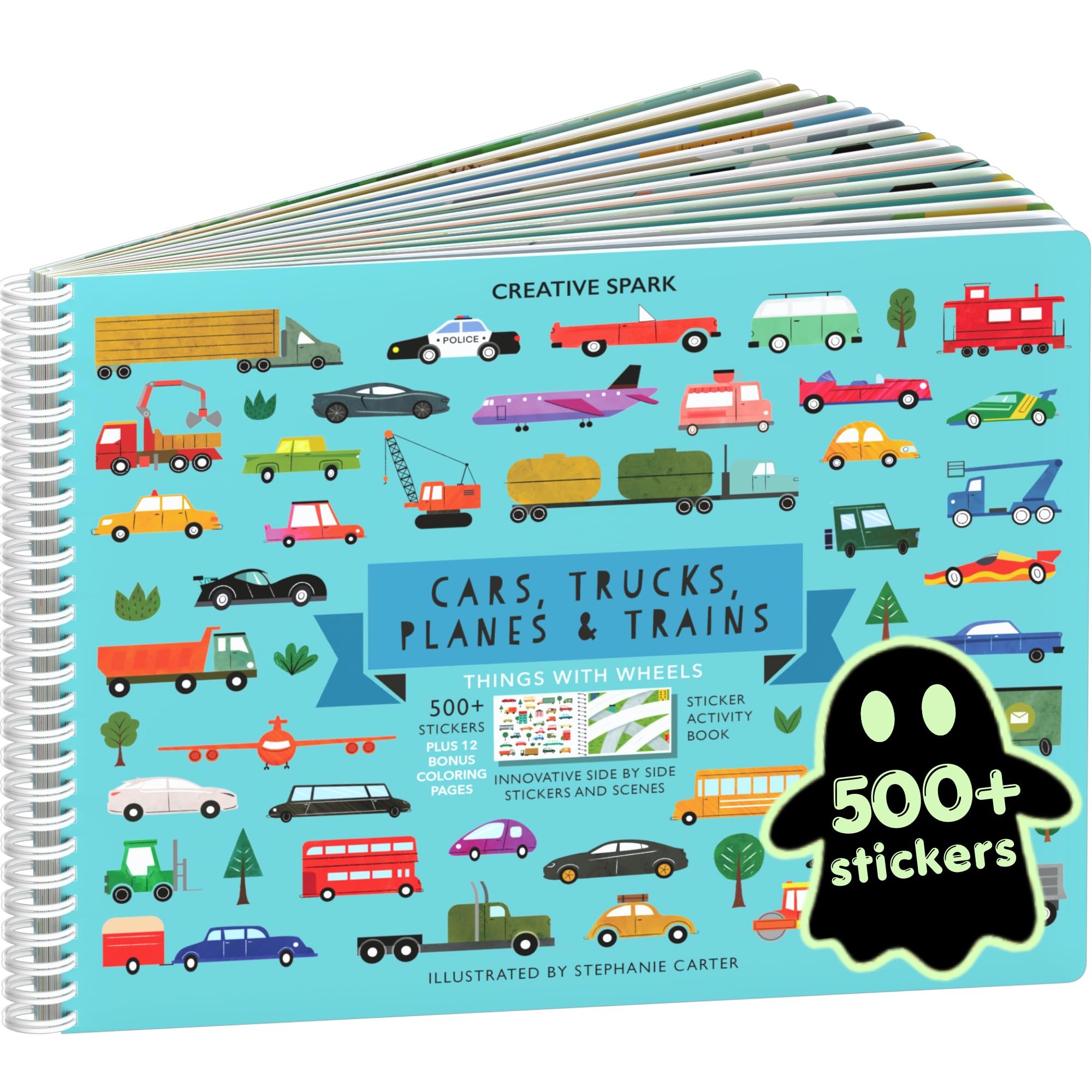 Cupkin Cars, Trucks, Planes &amp; Trains Sticker Book | Coloring, 500+ Stickers