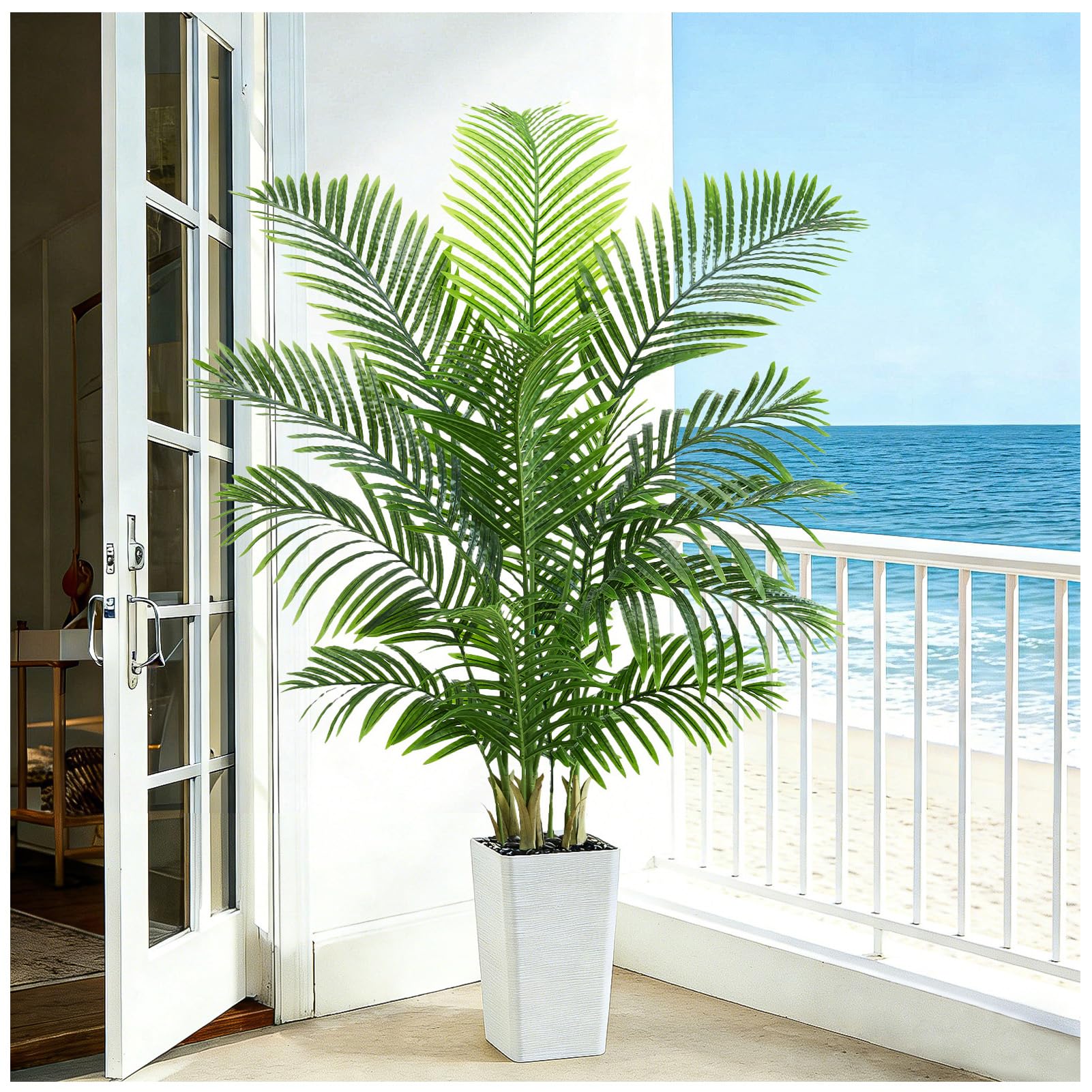 Artificial Palm Tree 5FT with White Taper Planter