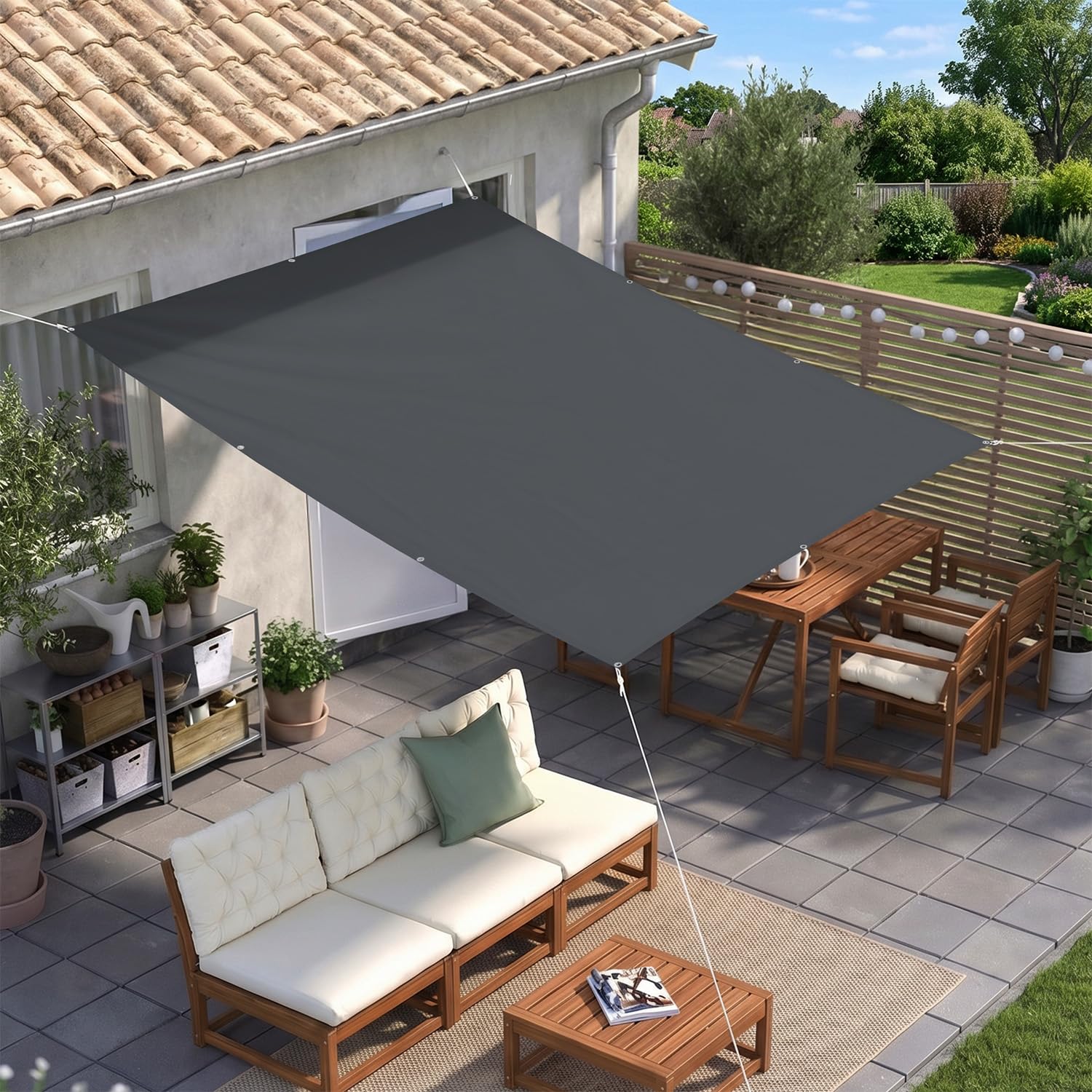 Sunnylaxx Toldo Vela de Sombra 2.5x3m -Antracita,Toldo Exterior Terraza, Impermeable,Ant-UV, para Balcon Patio Exteriores Jardín con Ojales y Cuerdas Fijación