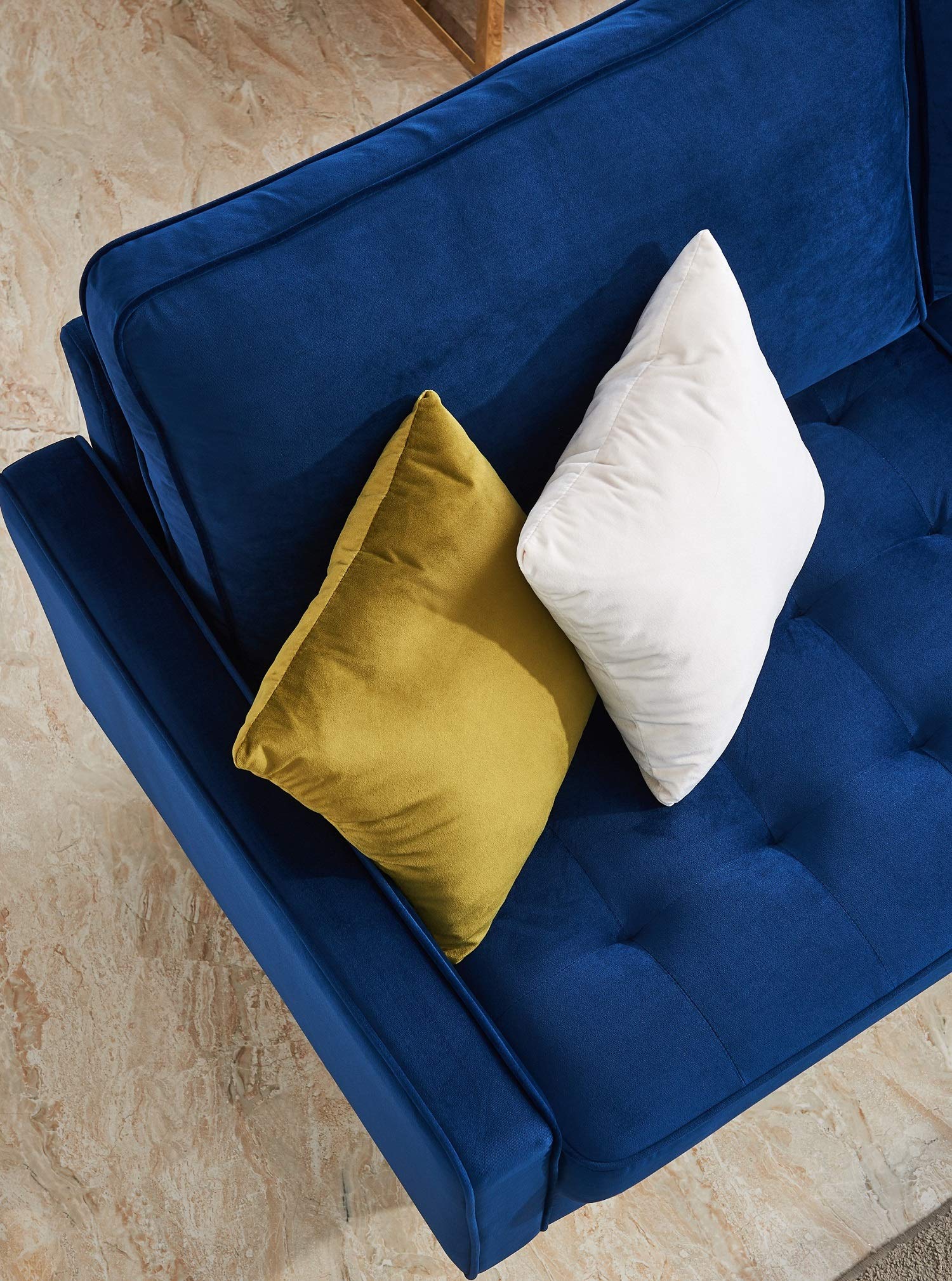 Danxee Velvet Fabric Sofa Couch 71" Wide Mid Century Modern Tufted