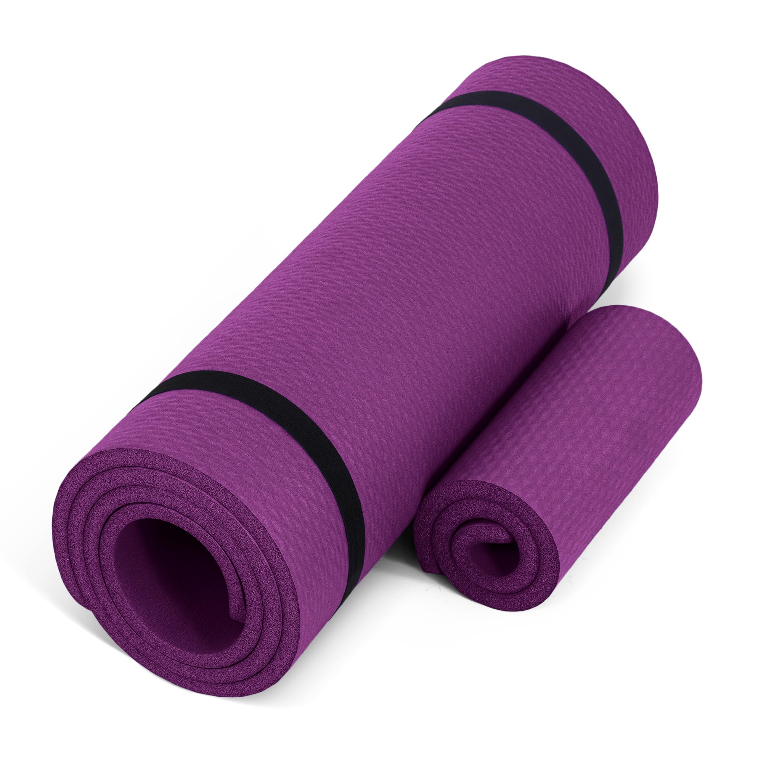 CAP Barbell Esterilla de yoga de alta densidad con correa y rodillera, 71 x 24 x 1/2 pulgadas, color vino