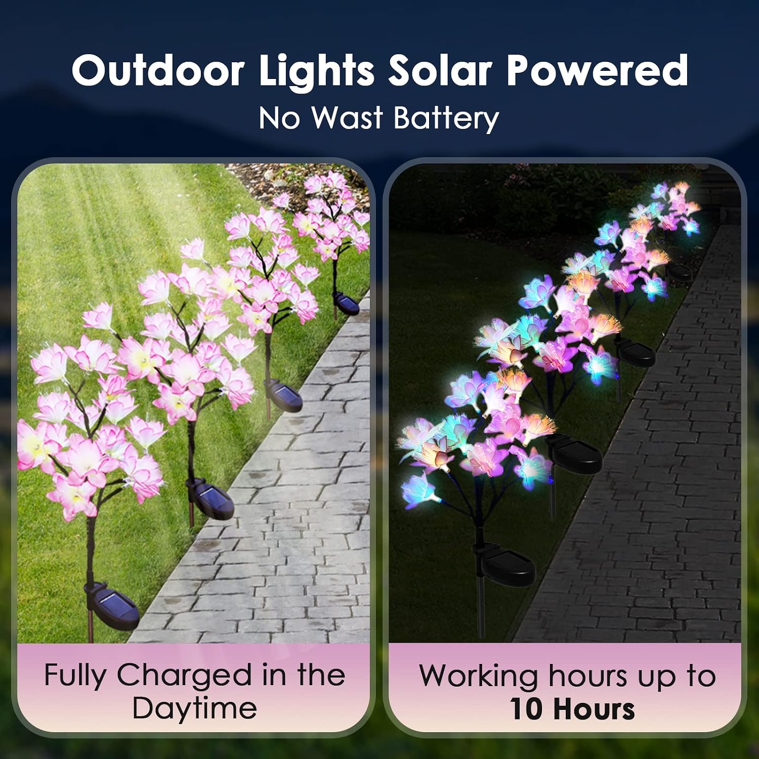 Solar Lights Outdoor Garden Decorative, 4 Pack Flower Lights Solar Powered Colorful Waterproof for Yard Christmas Decoration