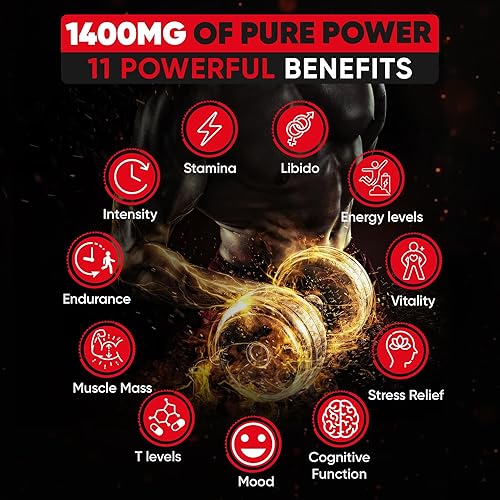 Miniatura 2 de Fadogia Agrestis y Tongkat Ali Suplemento de 1400 mg con extracto de Tongkat Ali 2001 para hombres (longjack) Apoya el crecimiento muscular, el