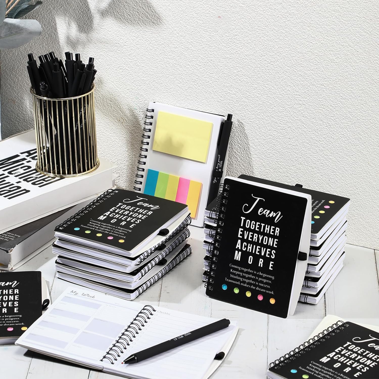 48 Pcs/24 Set Valentines Employee Appreciation Gift for Coworkers Staff Teacher Positive A6 Spiral Journal Notebook with Pen Office for Team Group(Black,Team Together) - Image 4