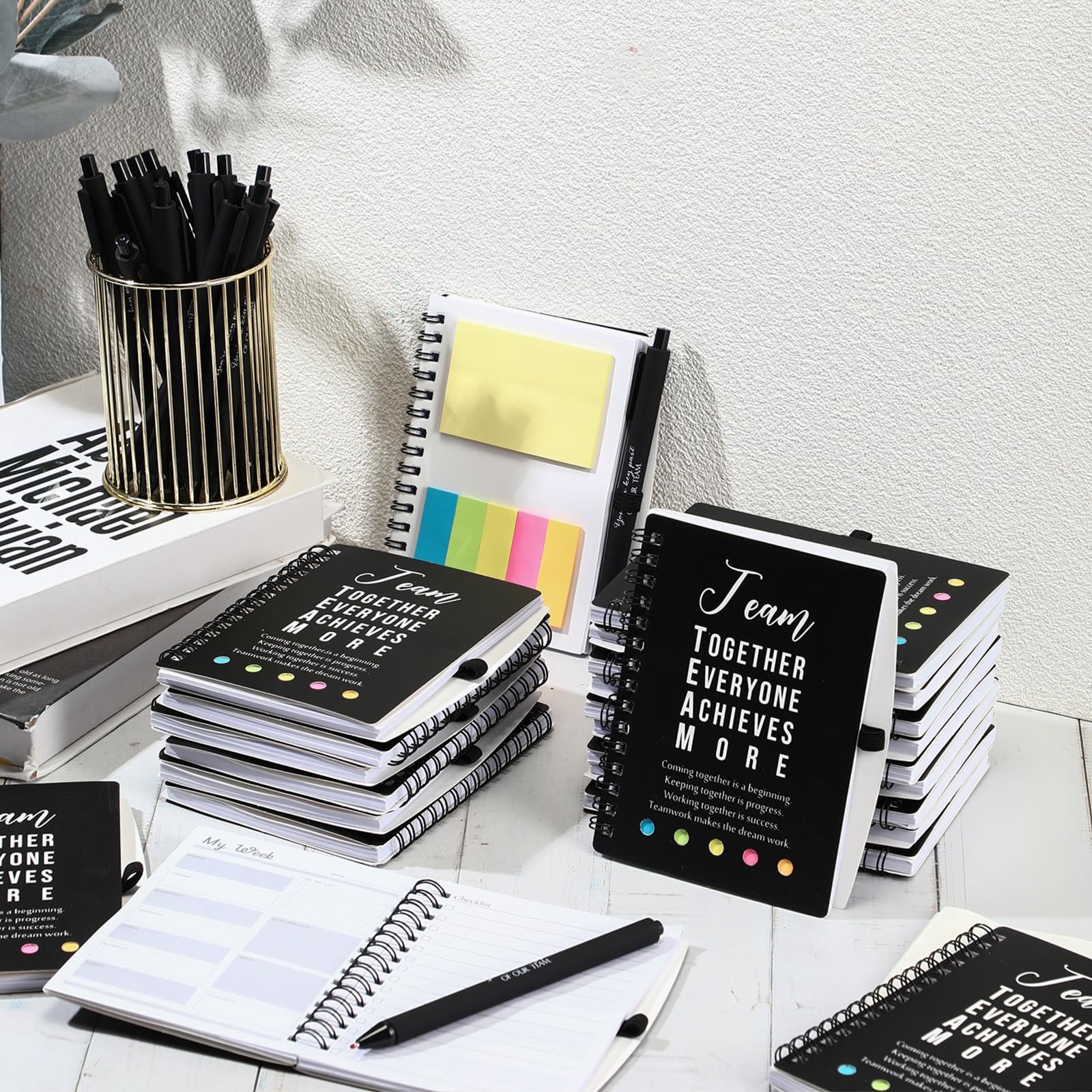 Resurhang Set da 48 pezzi/24 pezzi, regalo di apprezzamento per insegnanti, per infermieri, colleghi, dipendenti, dipendenti positivi, formato A6, quaderno a spirale con penna, per la laurea di