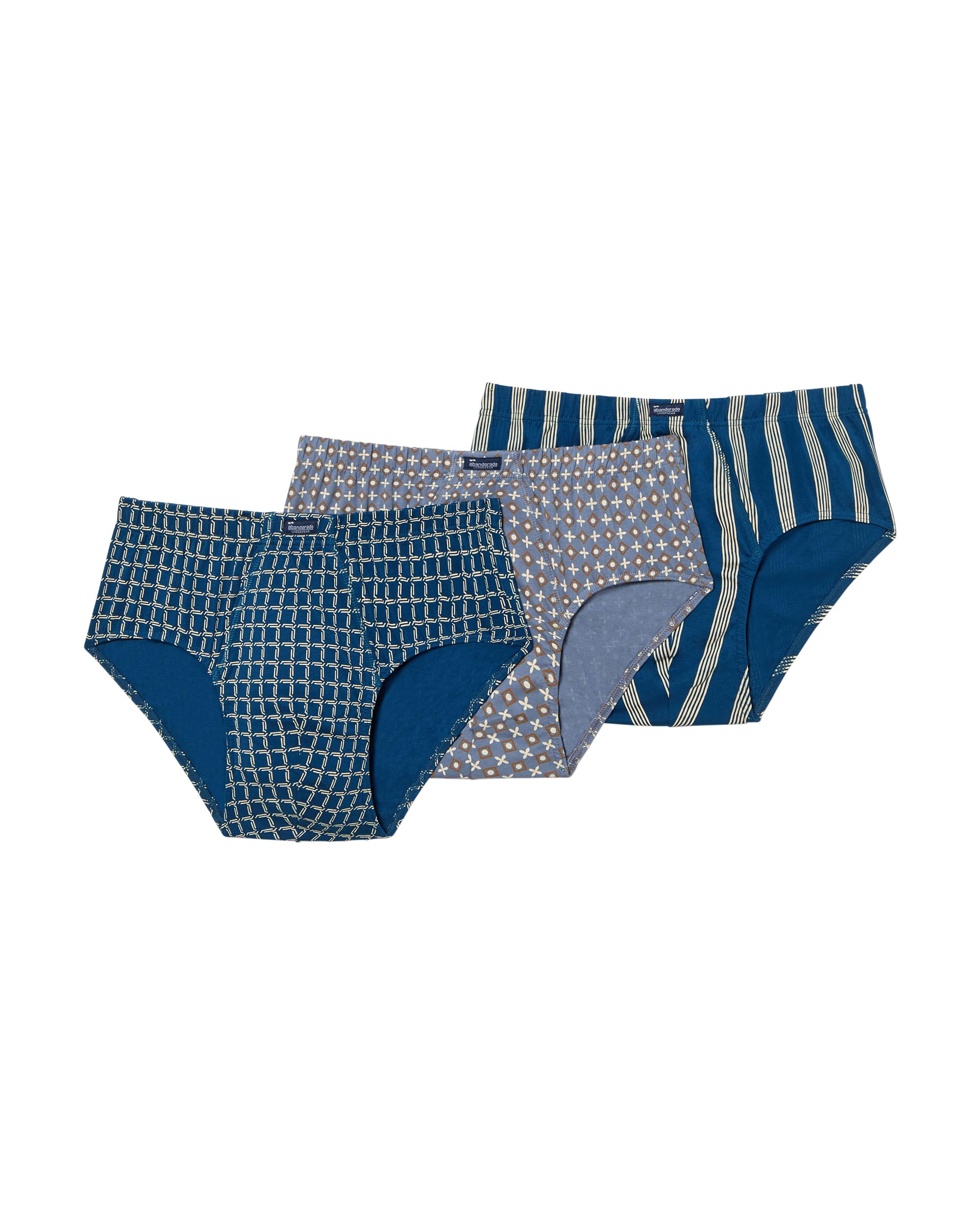 Pack de tres slips abiertos de hombre con estampados de la línea