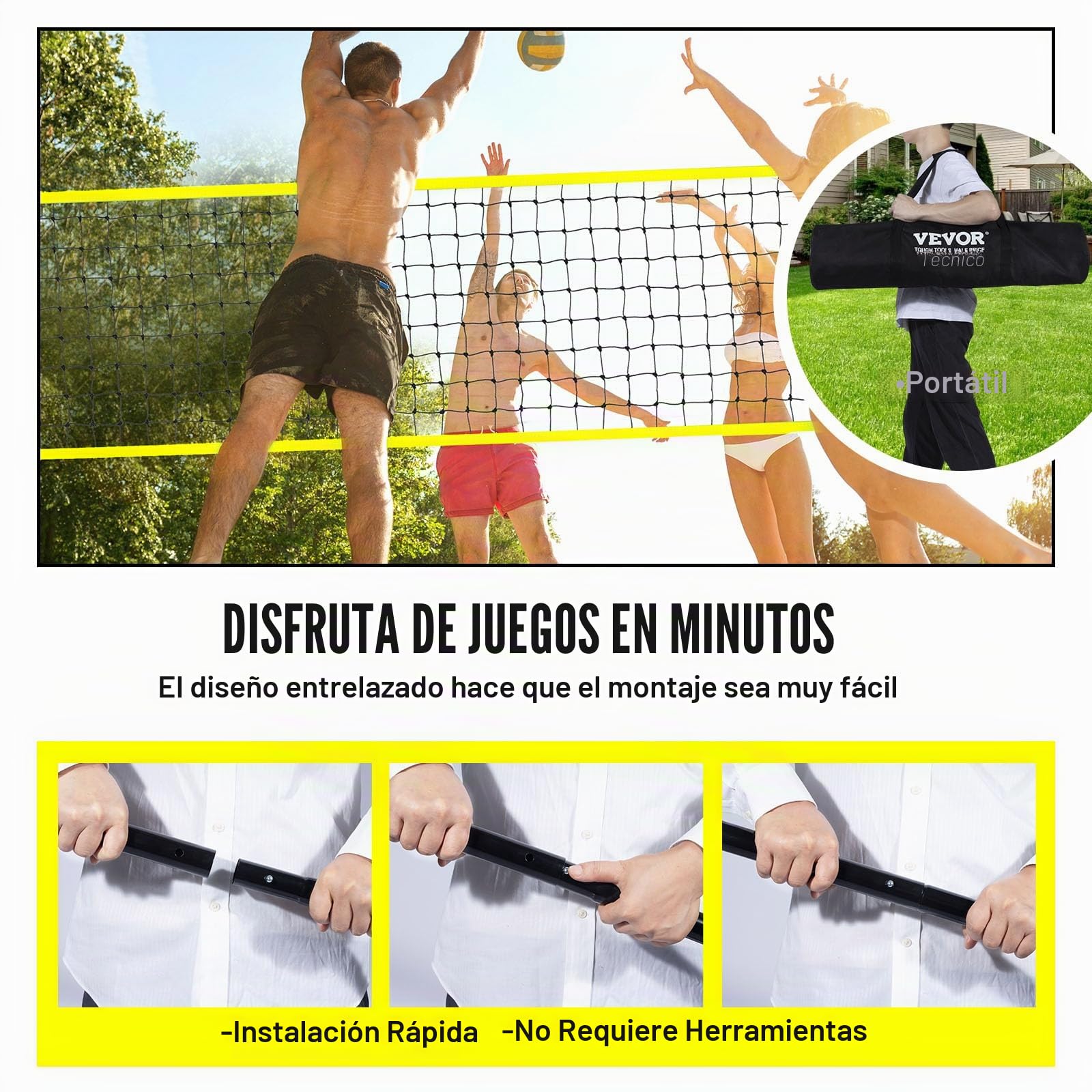 VEVOR Sistema de Red de Voleibol, Postes de Aluminio Unisex Adulto