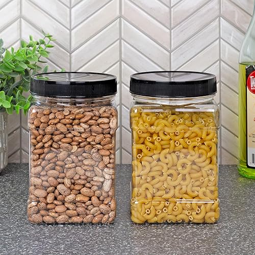 Miniatura 2 de Cornucopia Brands Tarros cuadrados de plástico de 32 onzas (paquete de 4, cuarto de galón); recipientes rectangulares transparentes de 4 tazas con