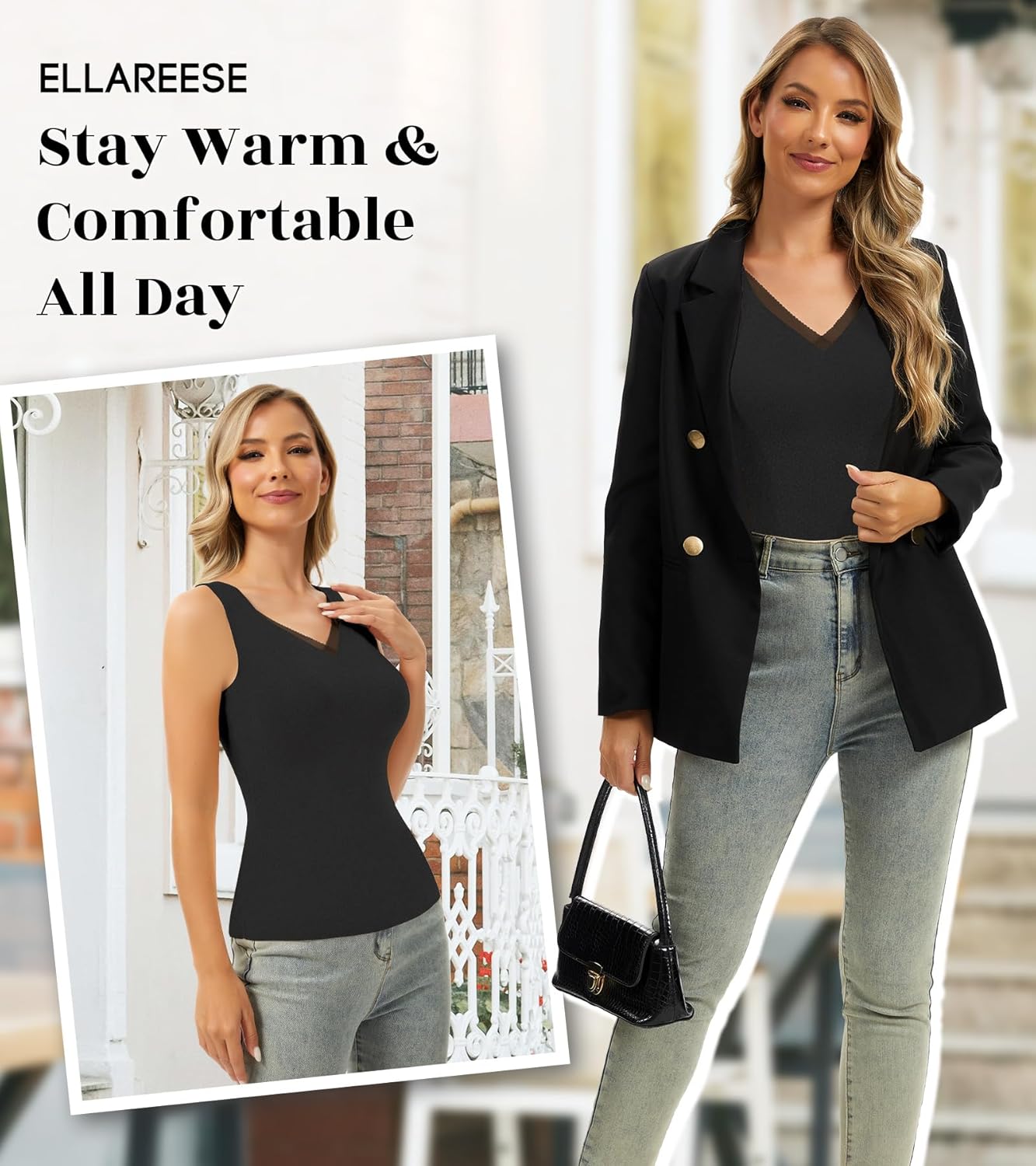 Thermal Tank Top Undershirts Fleece Tank Top for Women Sleeveless Winter Warm Base Layer Camisole Sew-in Bra - Image 4