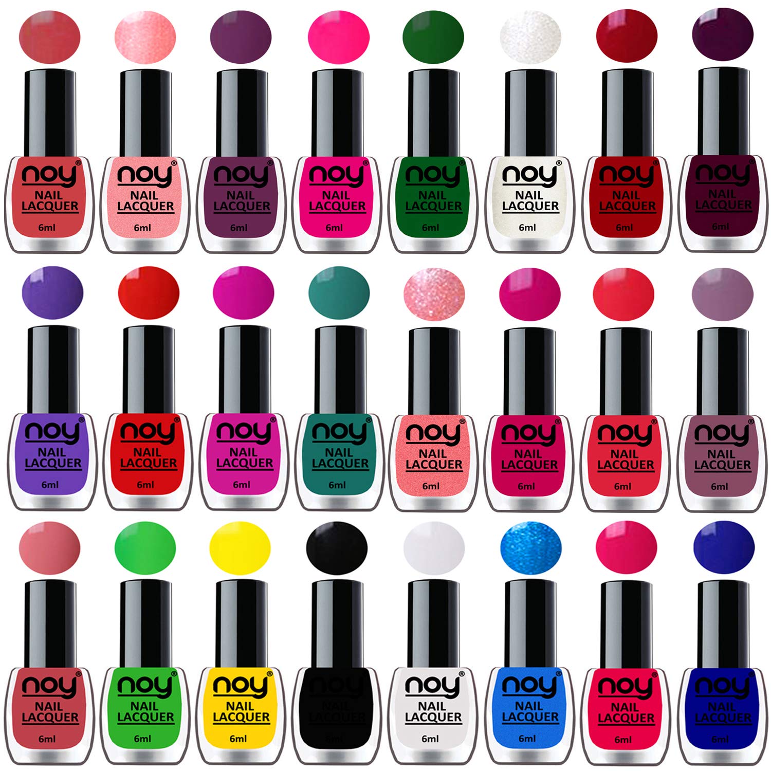 NOY Shine Nail Paint Polish Combo Set of 24 in Multicolor Bulk Rate Nail Lacquer Combo - Purple,Orange Red,Plum,Radium Green,Carrot Pink and Many More-image-41