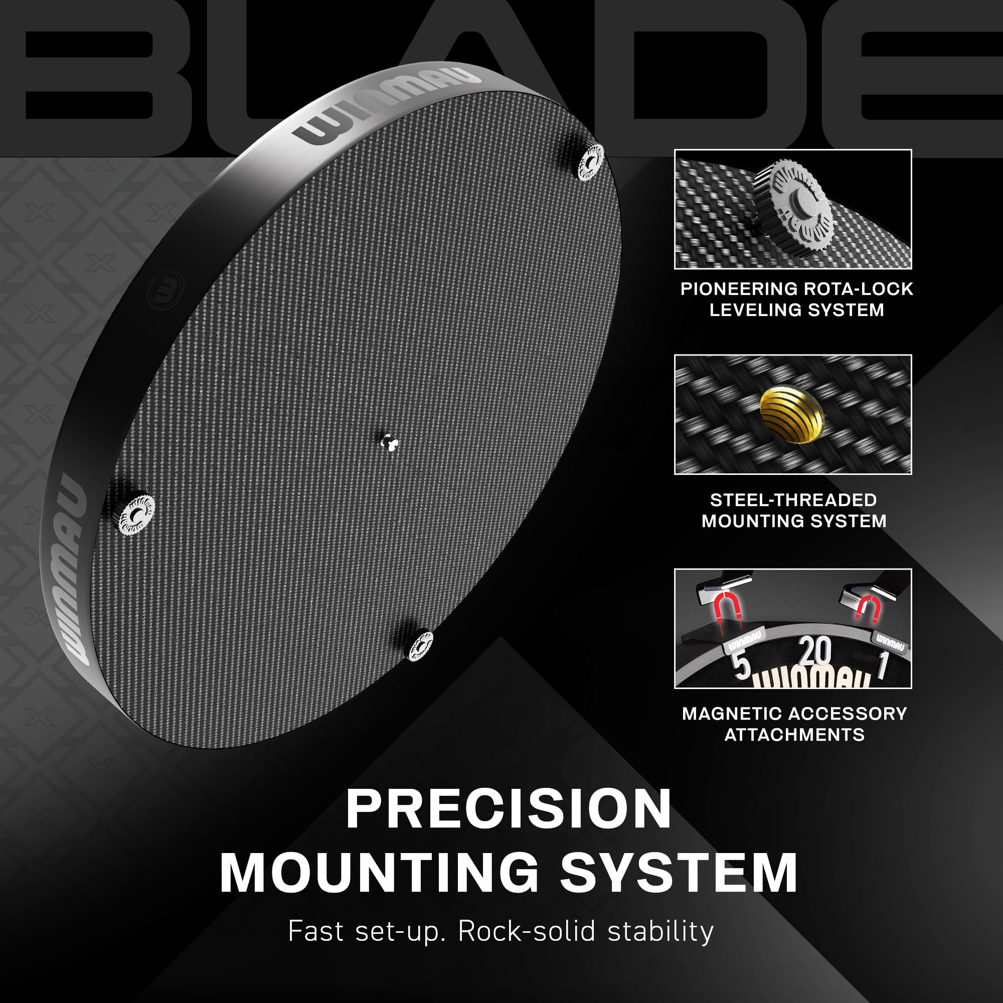WINMAU Tarcze do rzutek z serii Blade – profesjonalne oficjalne tarcze turniejowe PDC – Blade X | 360 | Triple Core