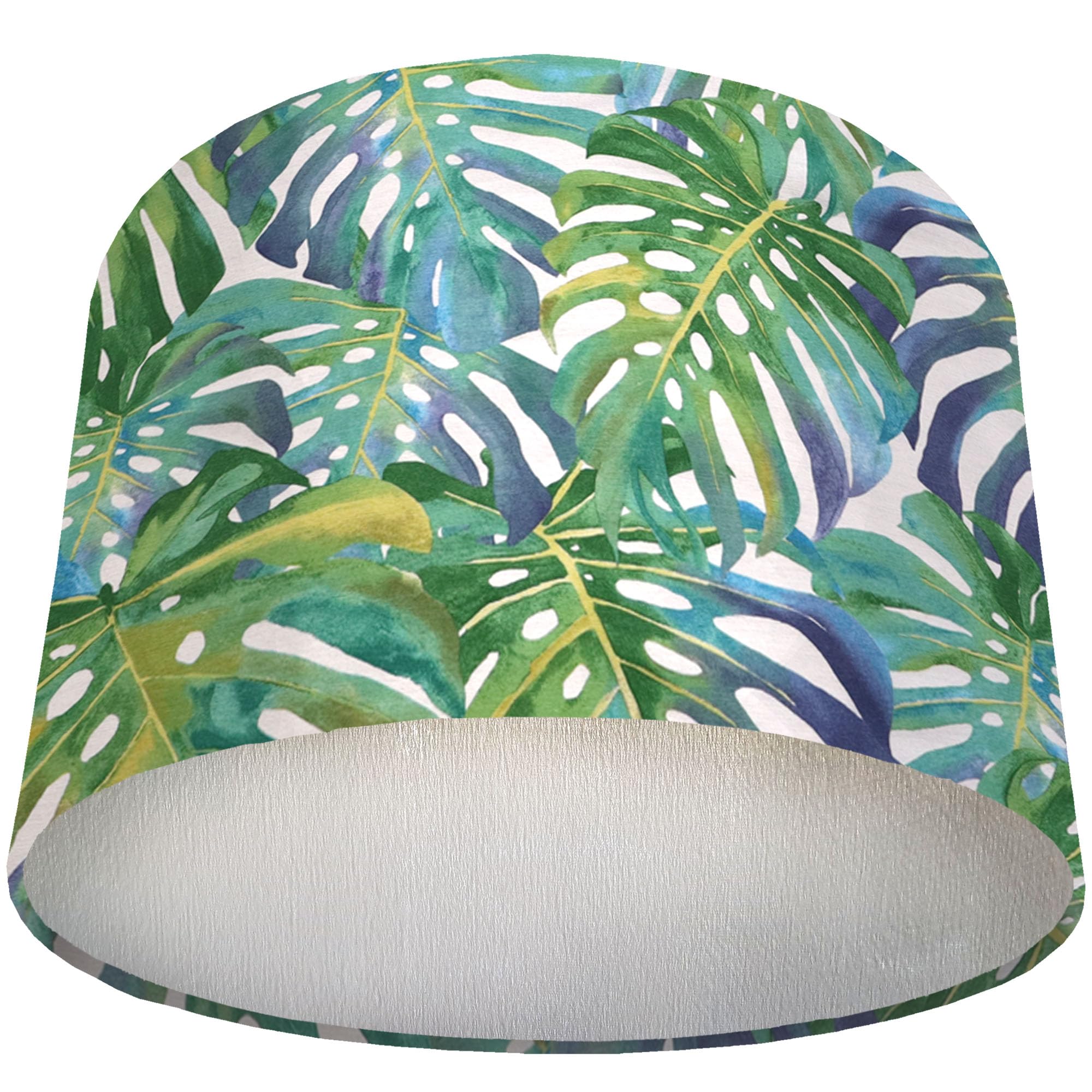 Tropical Leaf Green Lampshade with Coper, Gold or Silver Lining (Silver)