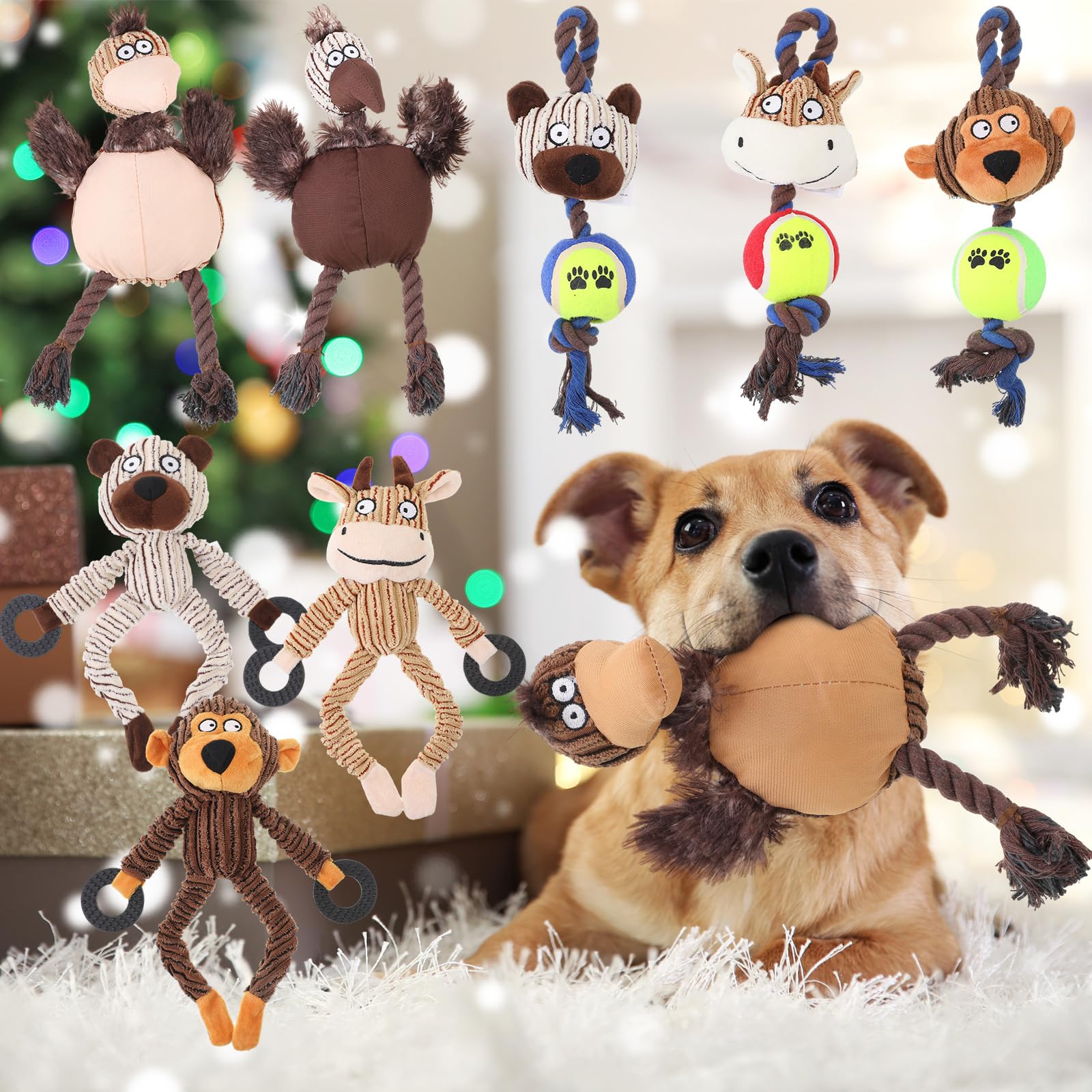 Honoson Quietschendes Plüsch-Hundespielzeug, langlebig, niedlich, weich, für Zahnen, Stofftiere, Kauspielzeug, quietschendes Plüsch für Welpen, kleine, mittelgroße Hunde (schönes Tier)