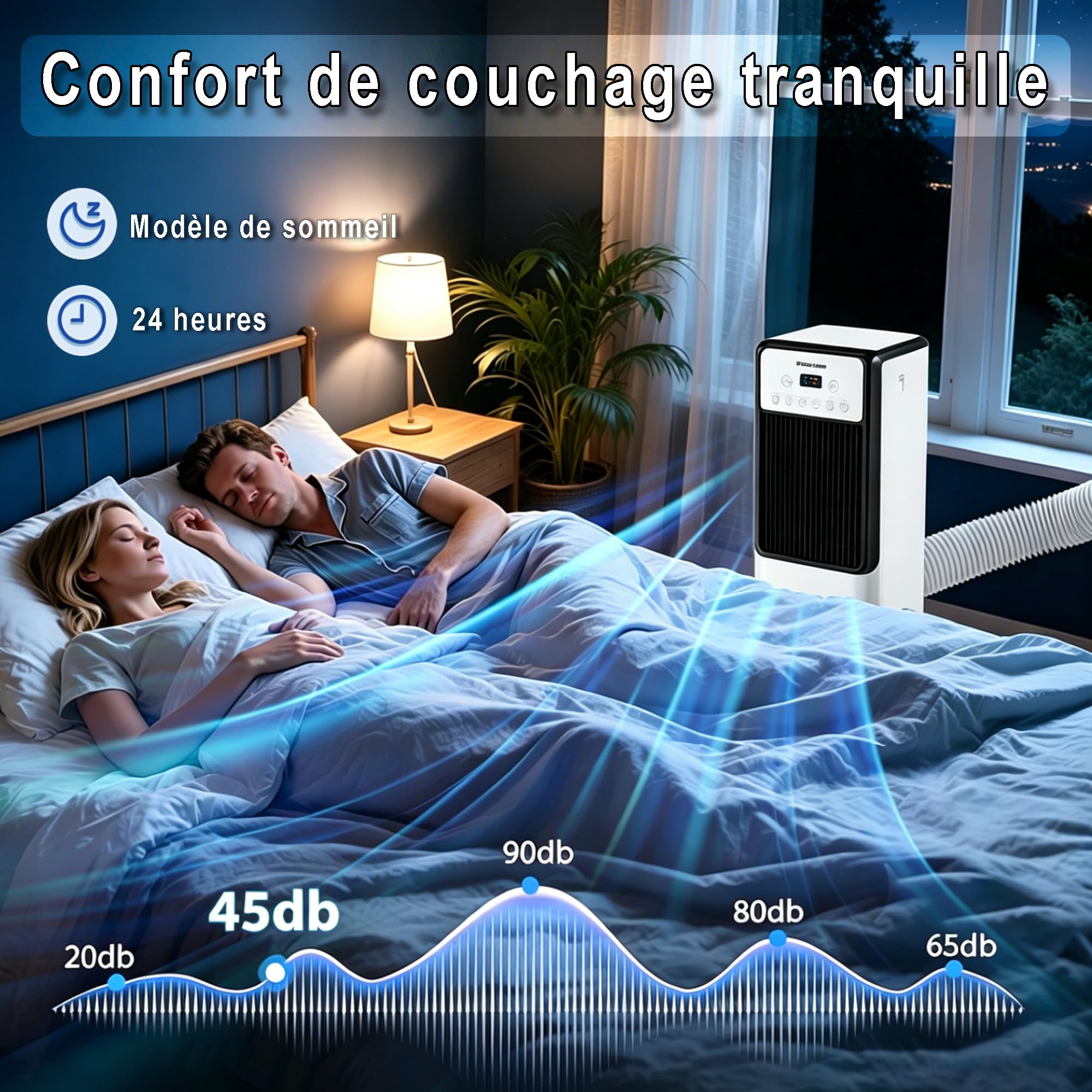 MOZIMO Tragbare Klimaanlage 2-in-1 Kalt / Warm Fernbedienung, 7h Timer, breite Oszillation, geräuscharmer Motor, kompakt, für die ganze Saison.