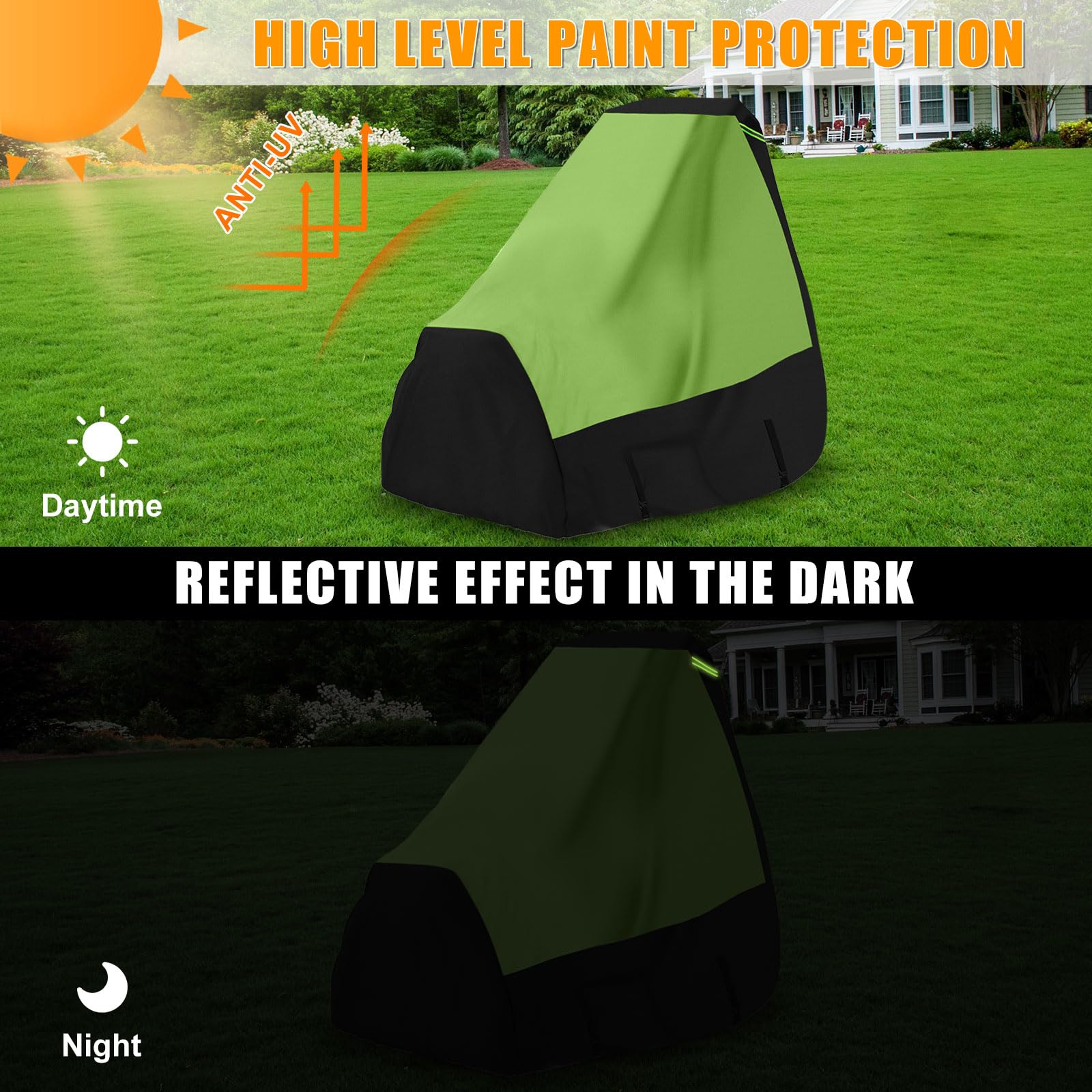 Cubierta para cortacésped de giro cero con cuerdas, impermeable, resistente, se adapta a cubiertas de cortacésped de hasta 60 pulgadas, poliéster Oxford 600D resistente a los rayos UV y al agua,