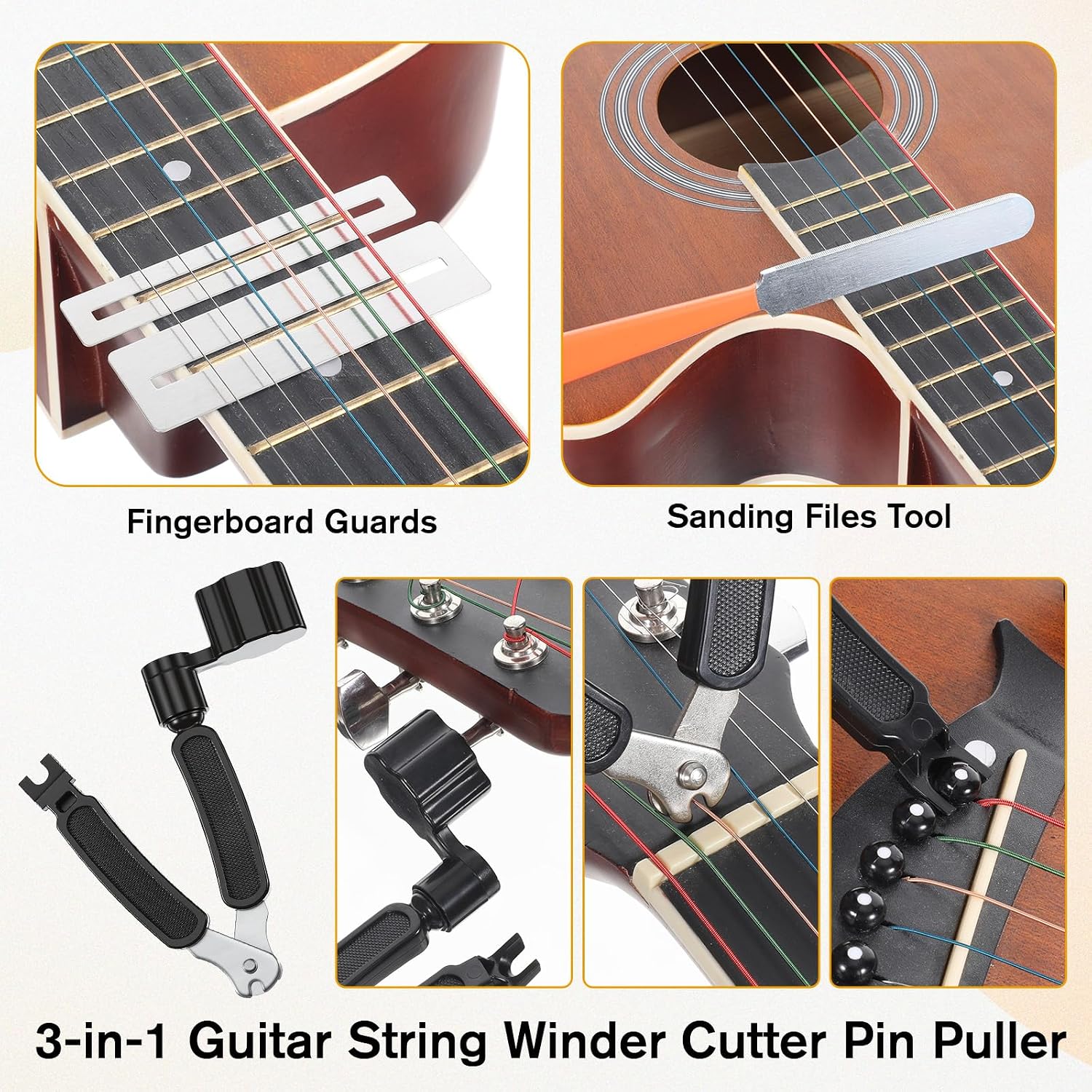 28Pcs Guitar Tool Kit, Professional Guitar Repairing Maintenance Tool Kit